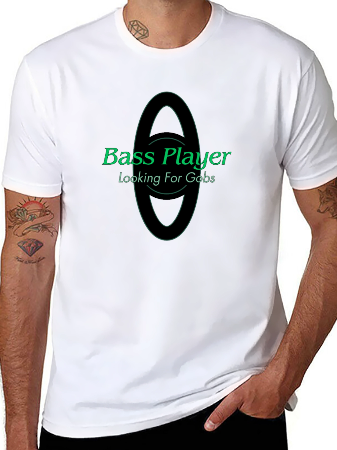 Bass Player Looking For Gobs Black T-Shirt