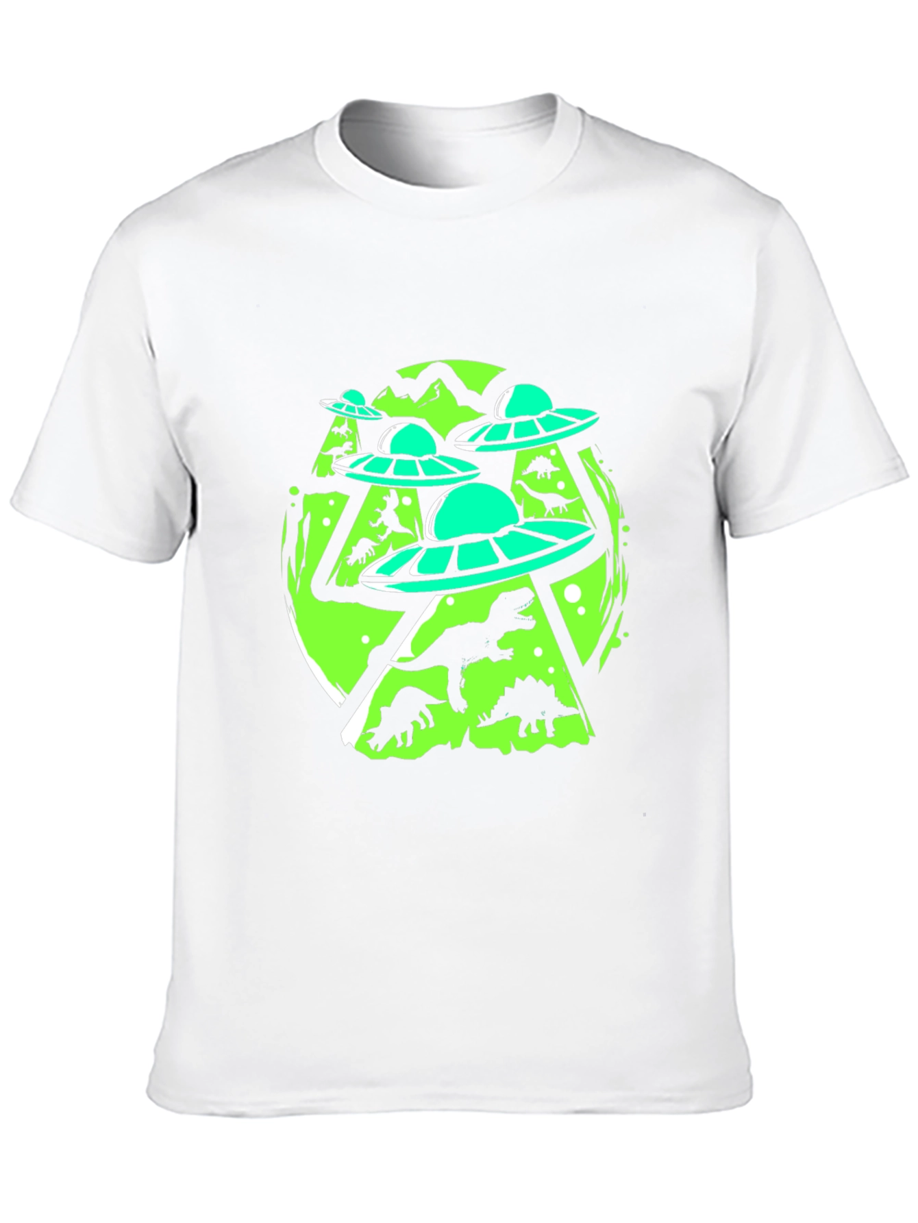 UFO Dinosaur Graphic Tee - Black Cotton Blend