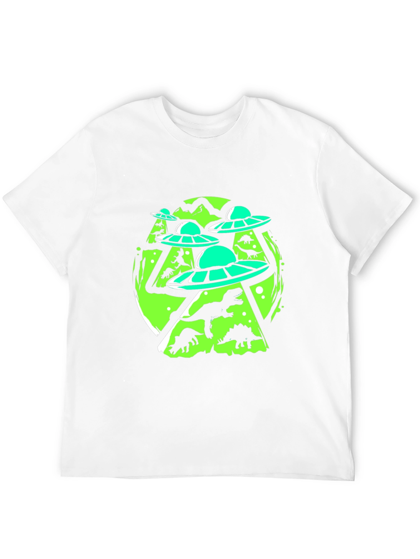 UFO Dinosaur Graphic Tee - Black Cotton Blend
