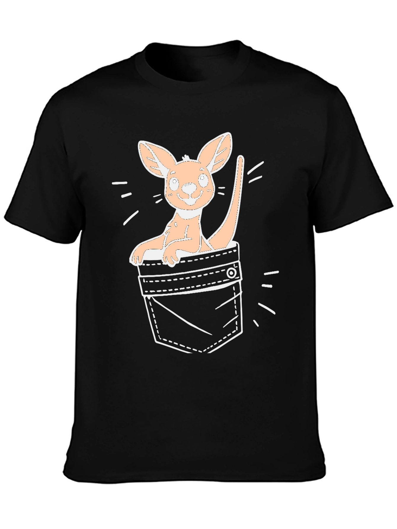 Kangaroo Pocket T-Shirt - Black