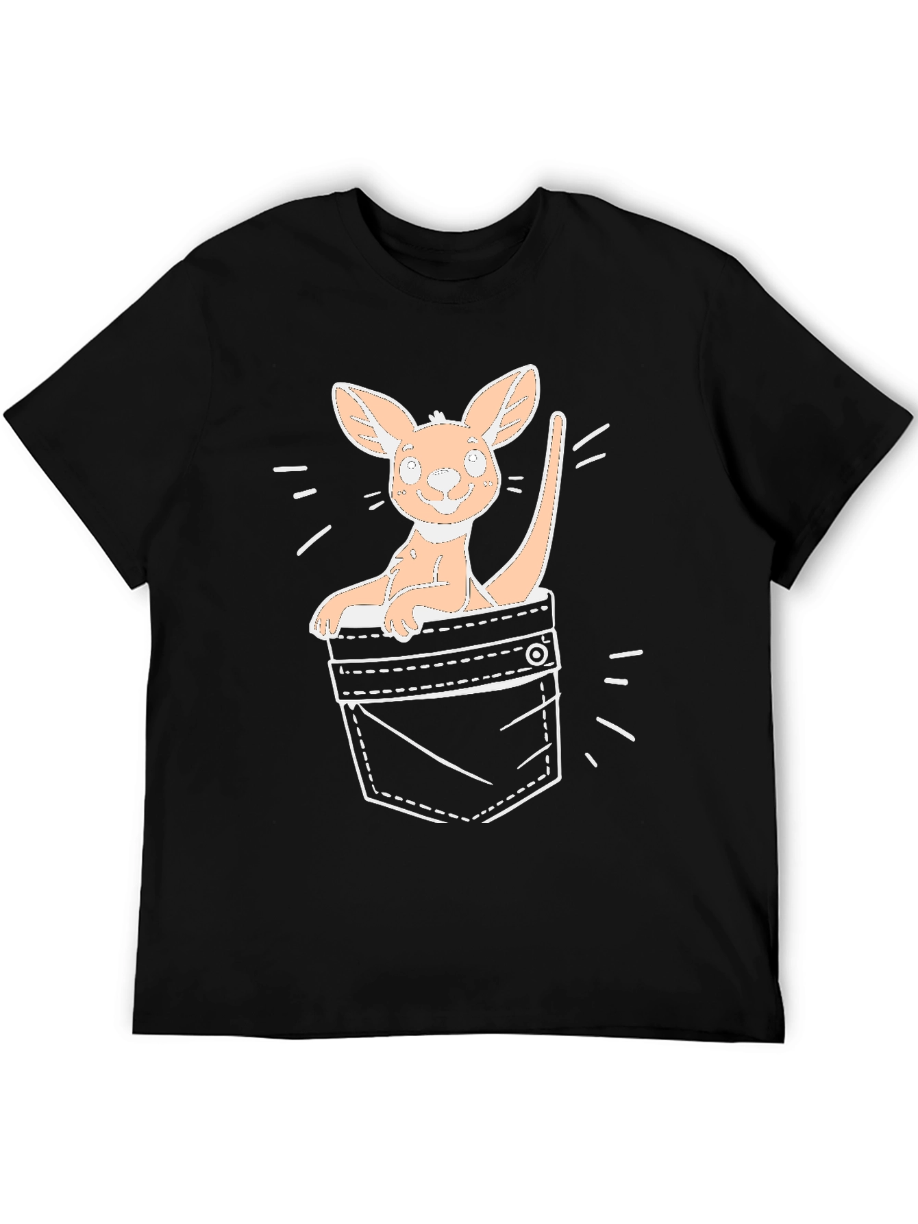 Kangaroo Pocket T-Shirt - Black