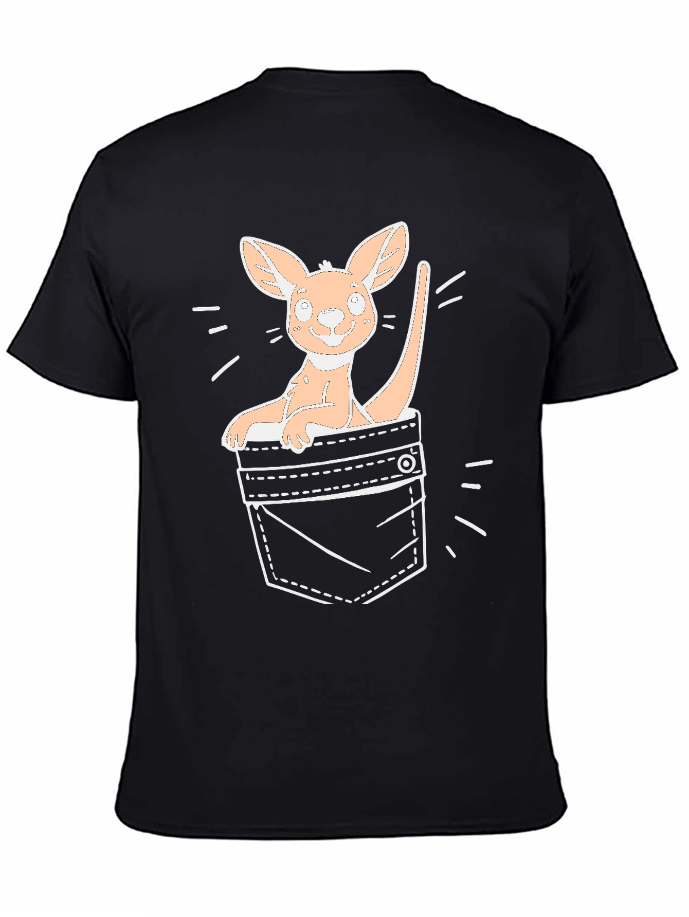 Kangaroo Pocket T-Shirt - Black