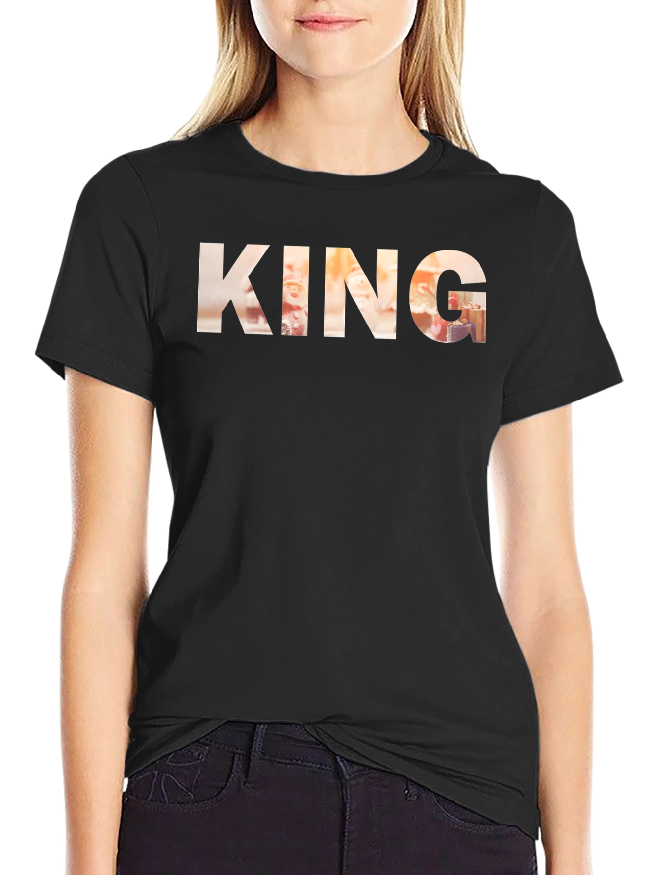 King Graphic Print Crew Neck T-Shirt