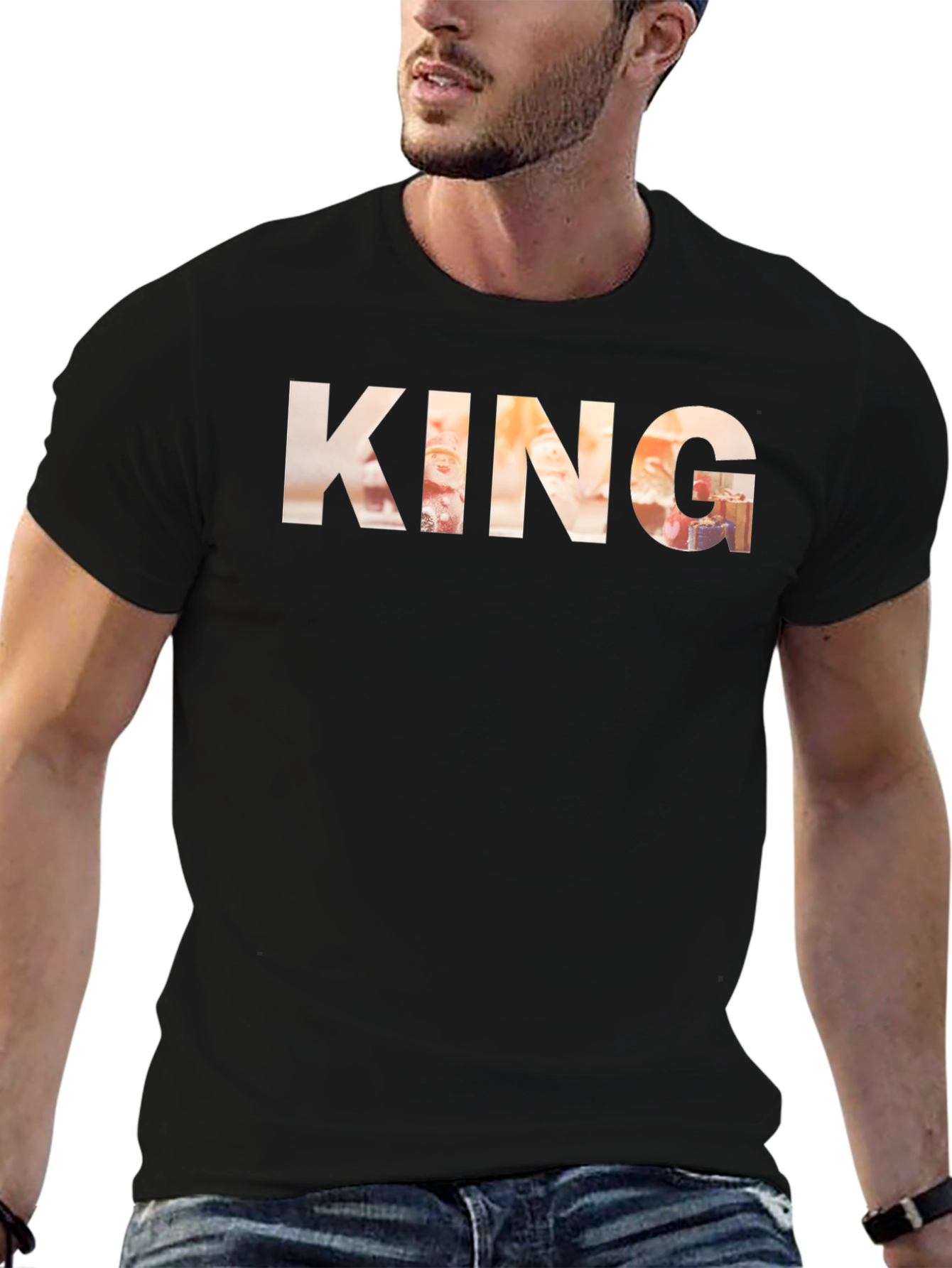 King Graphic Print Crew Neck T-Shirt