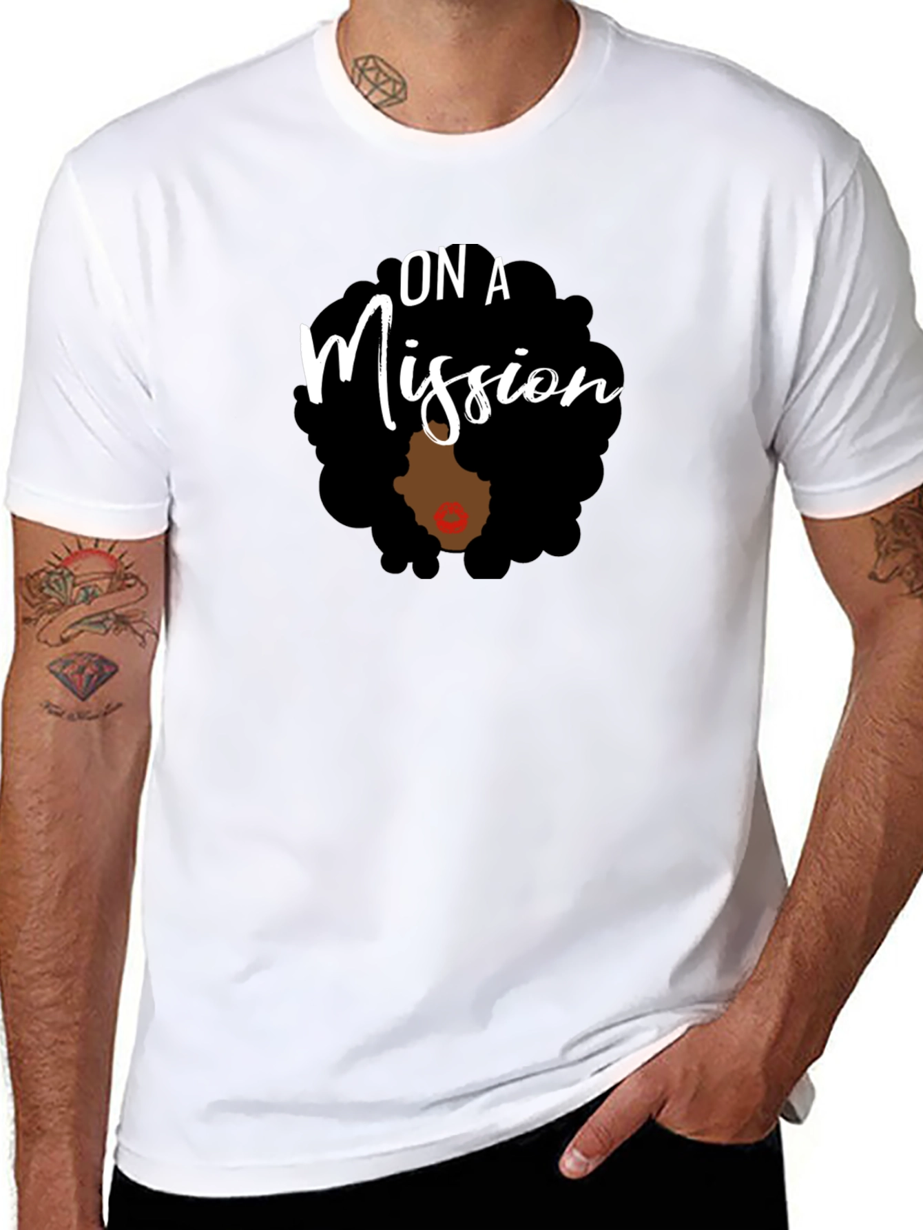 On A Mission T-Shirt: Afro Woman Empowerment Tee