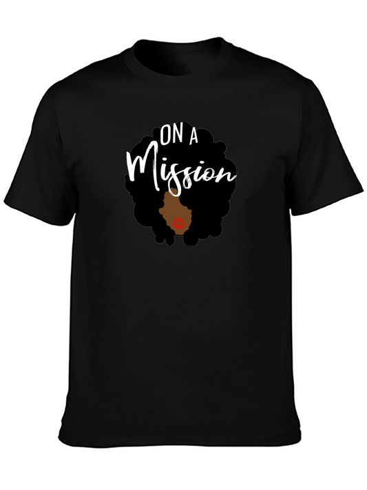 On A Mission T-Shirt: Afro Woman Empowerment Tee