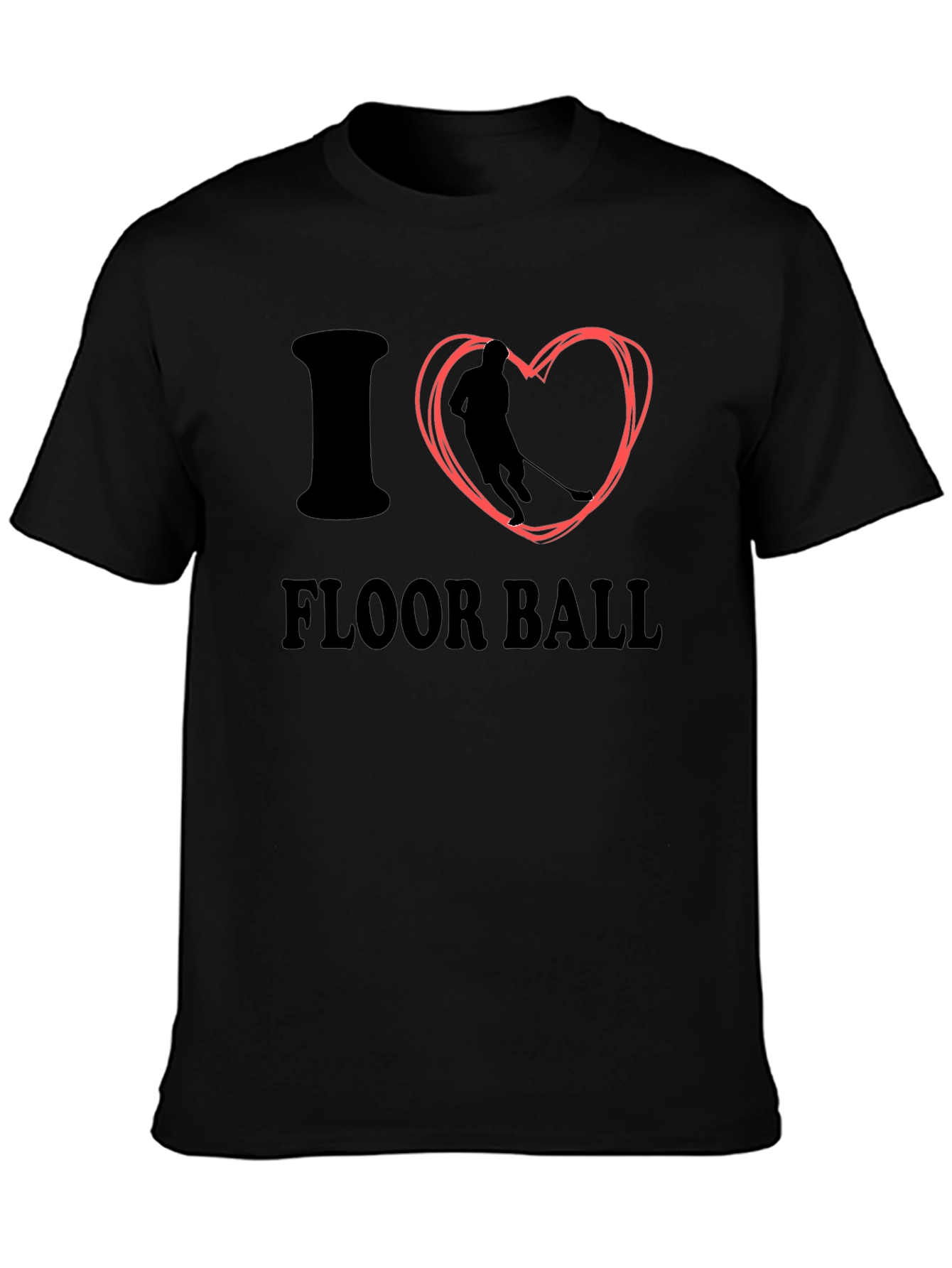 I Love Floorball Black T-Shirt
