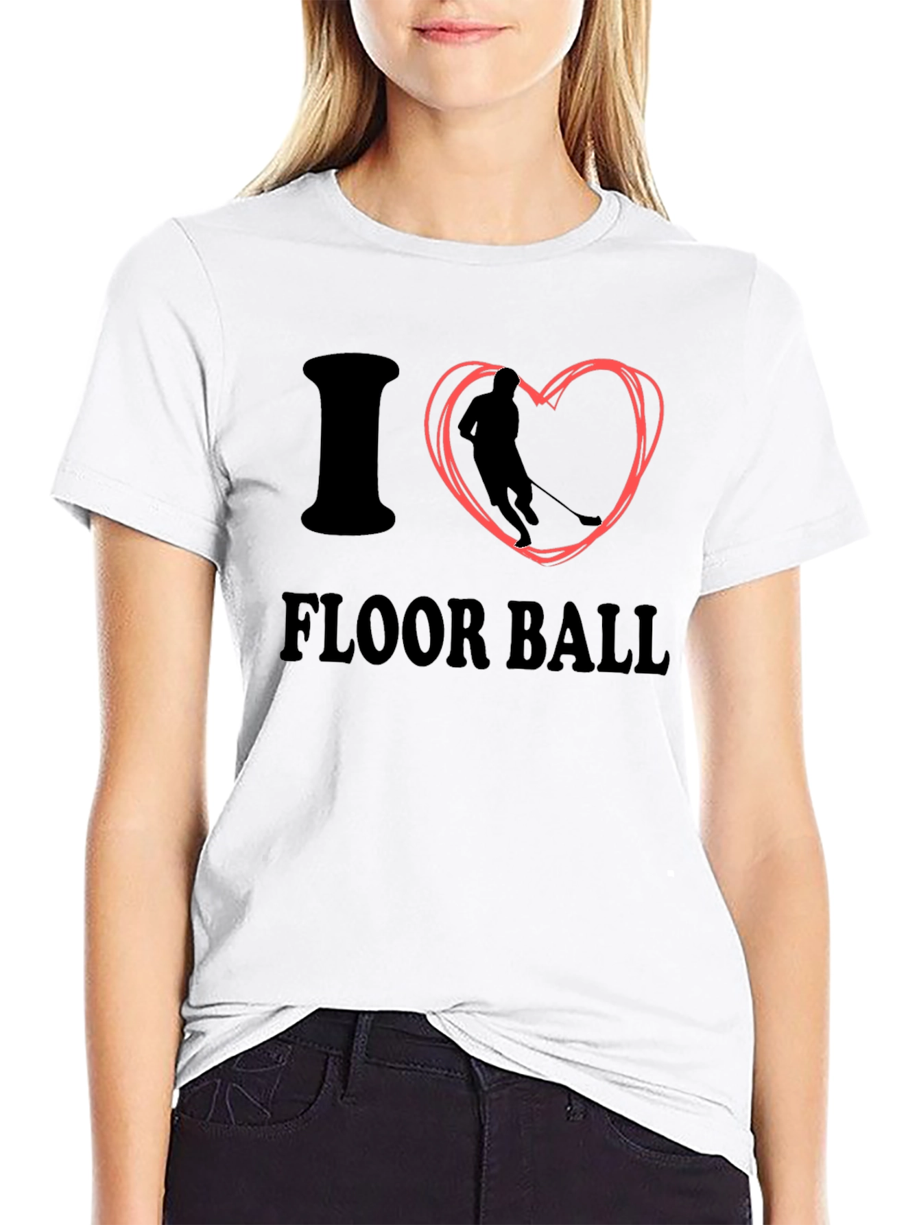 I Love Floorball Black T-Shirt