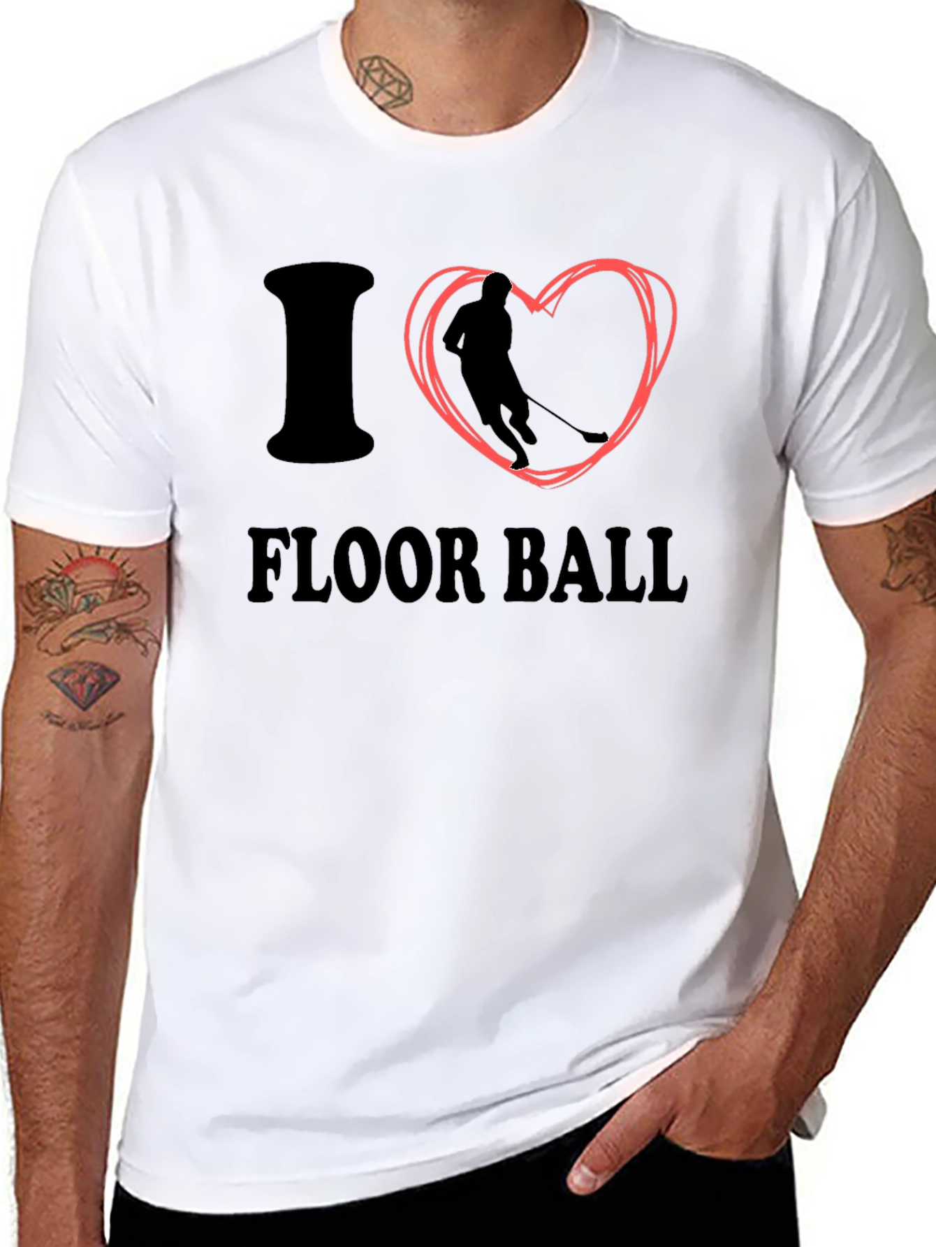 I Love Floorball Black T-Shirt