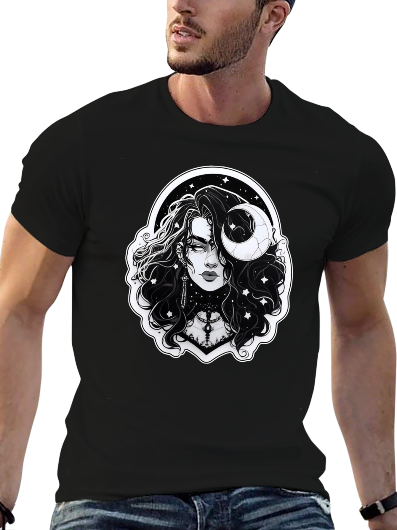 Celestial Aries Graphic Tee - Black