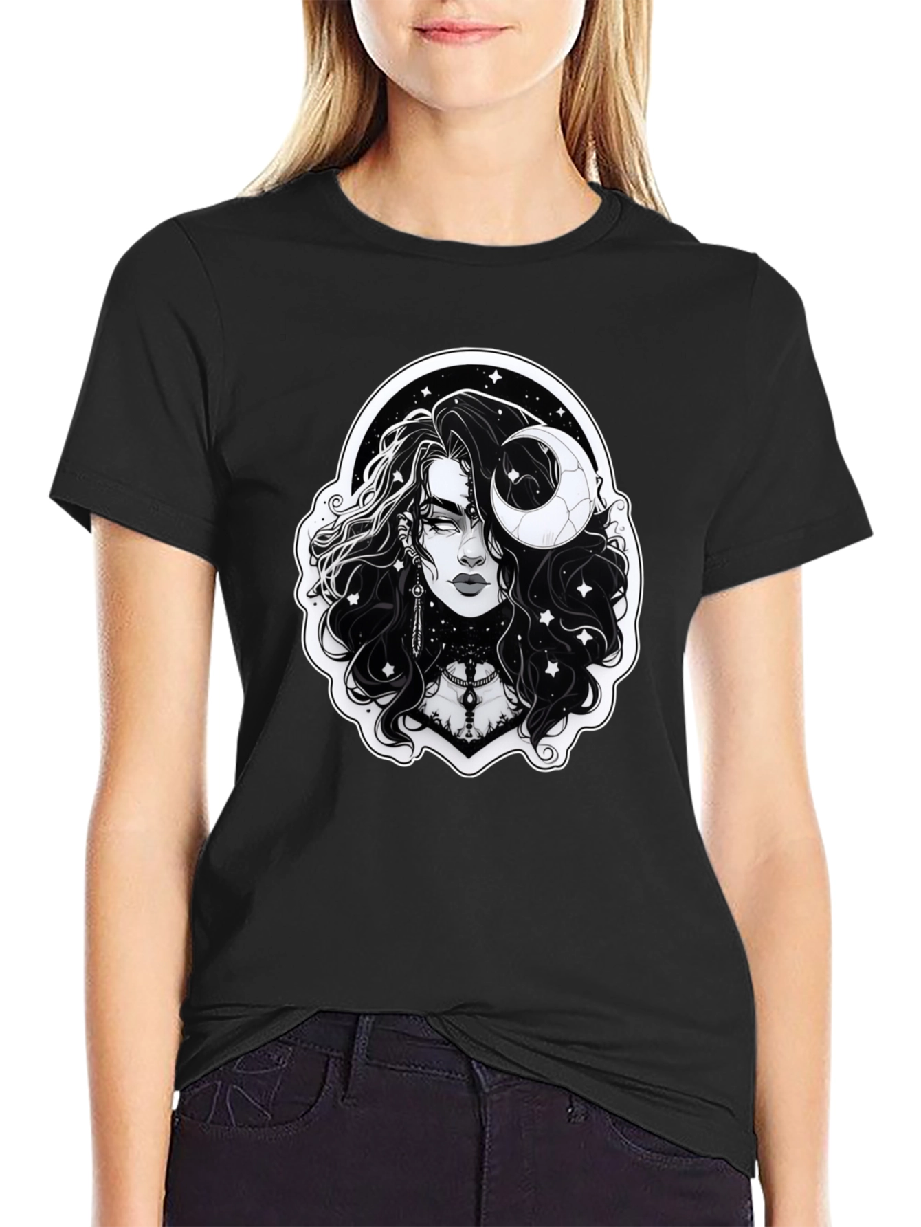 Celestial Aries Graphic Tee - Black