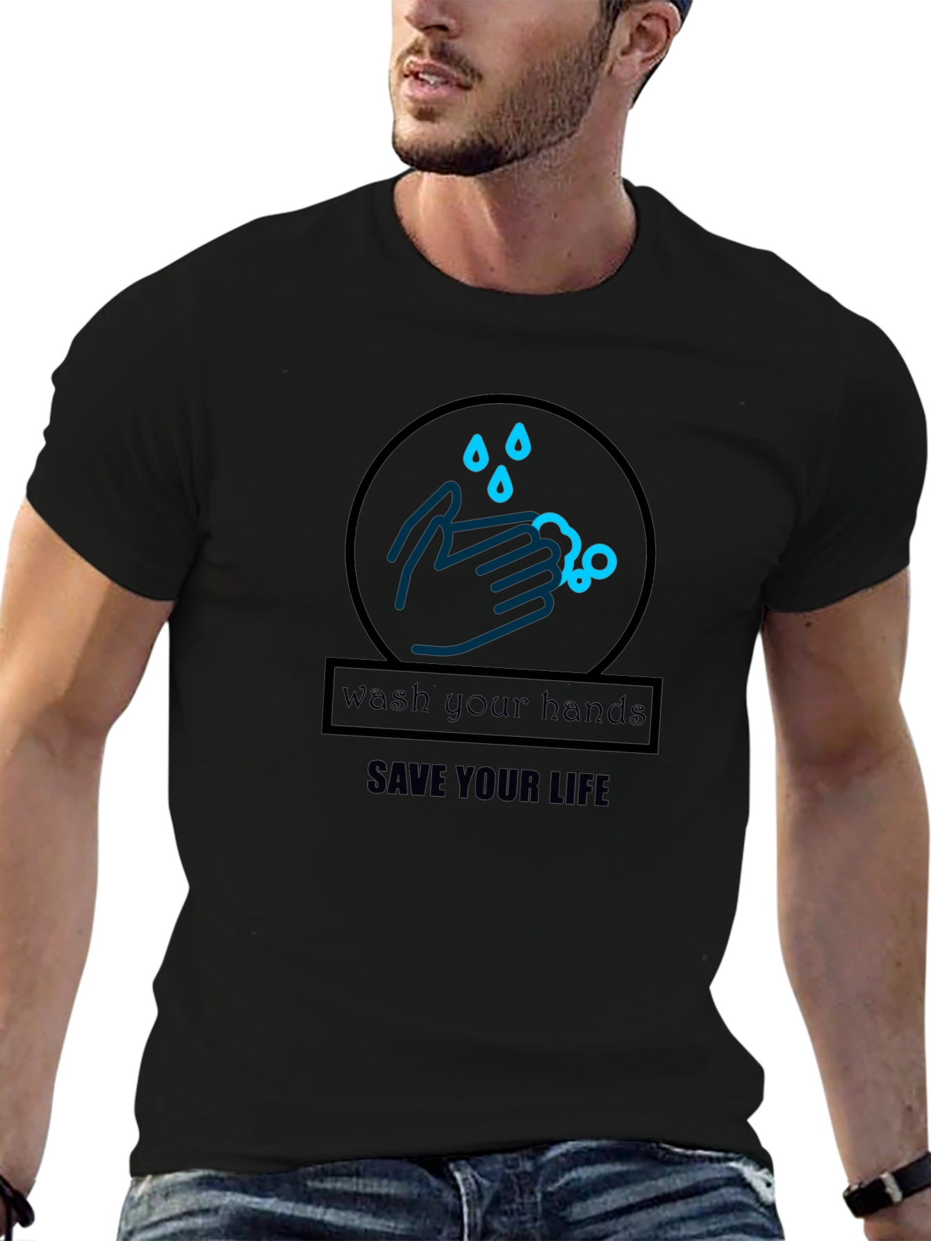 Wash Your Hands Save Your Life Black T-Shirt