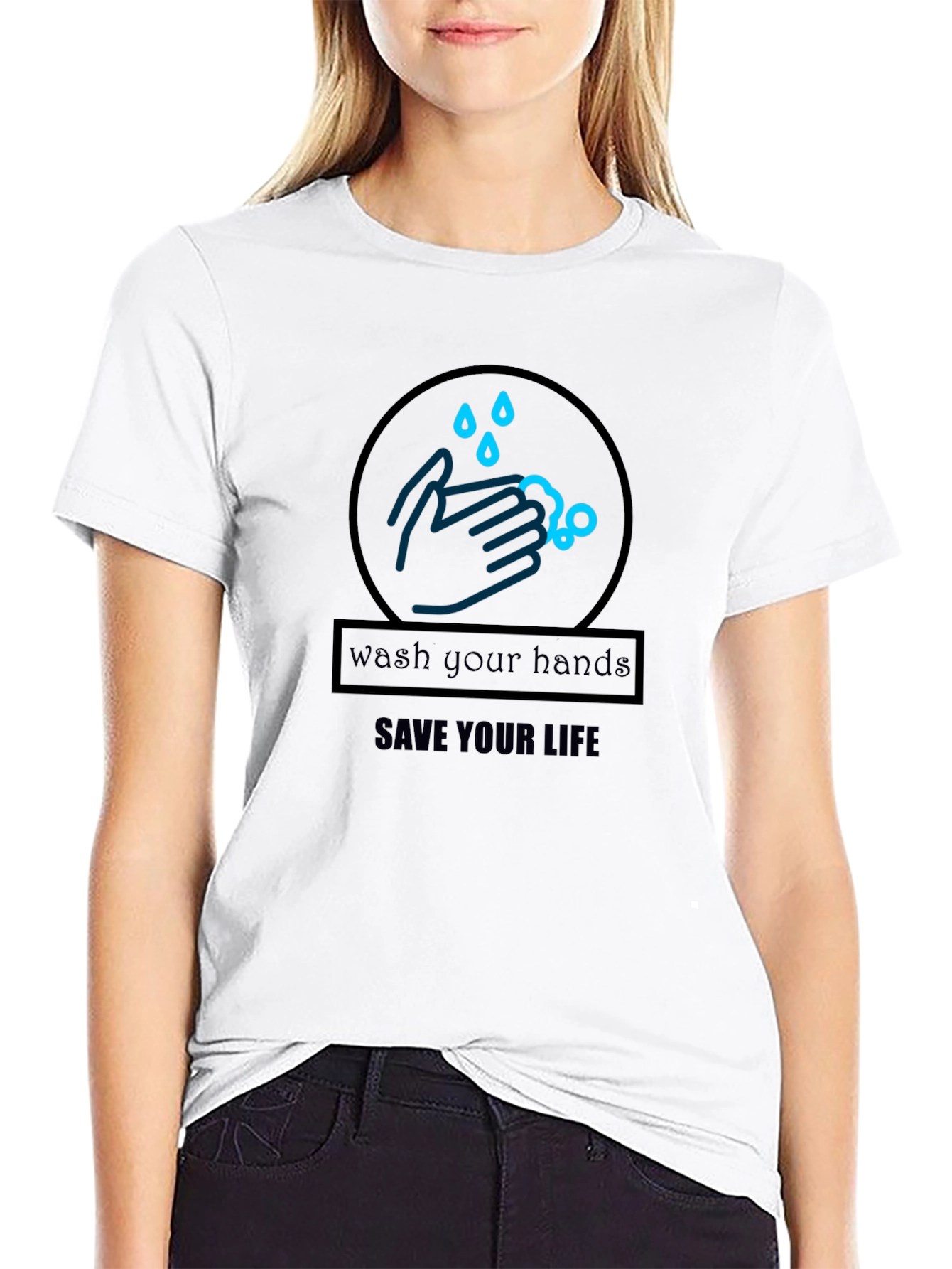Wash Your Hands Save Your Life Black T-Shirt