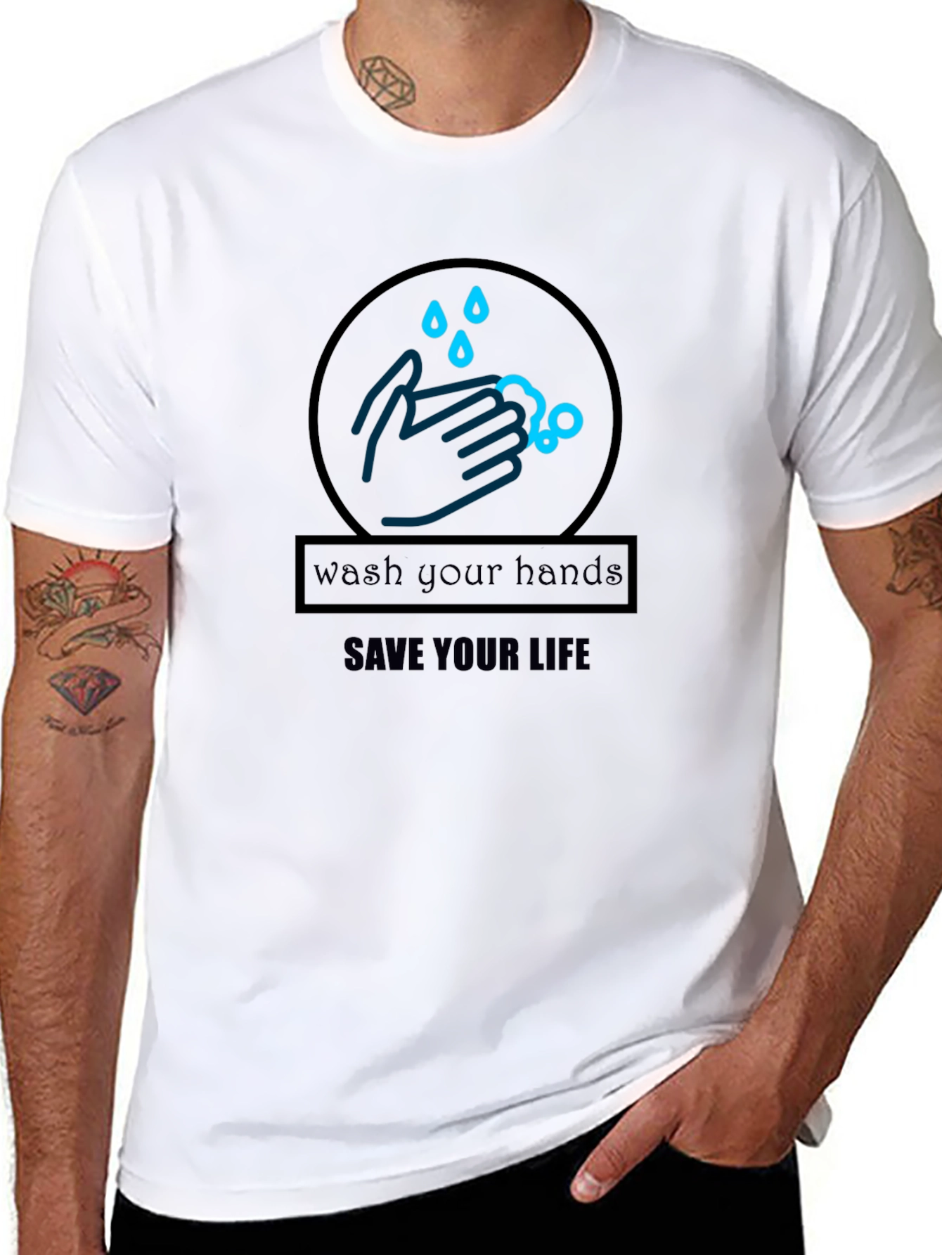 Wash Your Hands Save Your Life Black T-Shirt