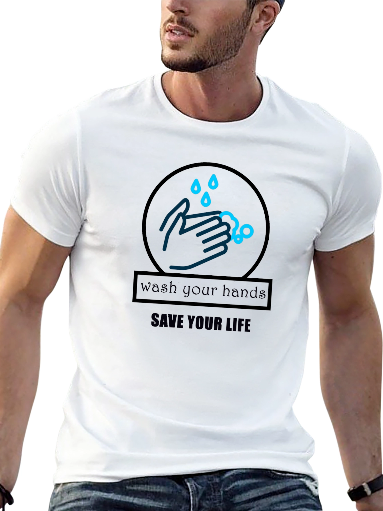 Wash Your Hands Save Your Life Black T-Shirt