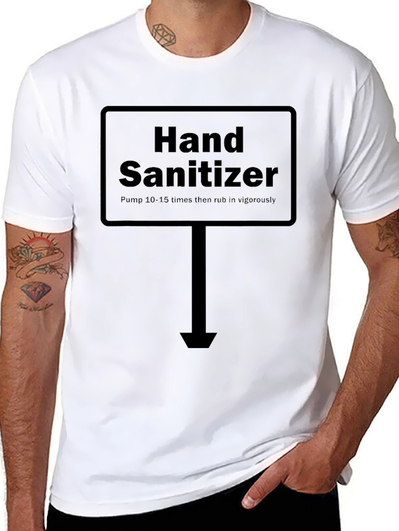 Hand Sanitizer Sign T-Shirt - Novelty Graphic Tee