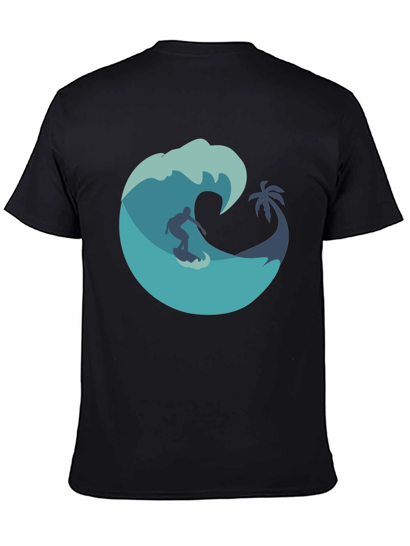 Surfer Wave Graphic Black T-Shirt