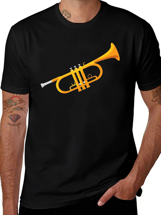 Trumpet Graphic T-Shirt - Black Casual Tee