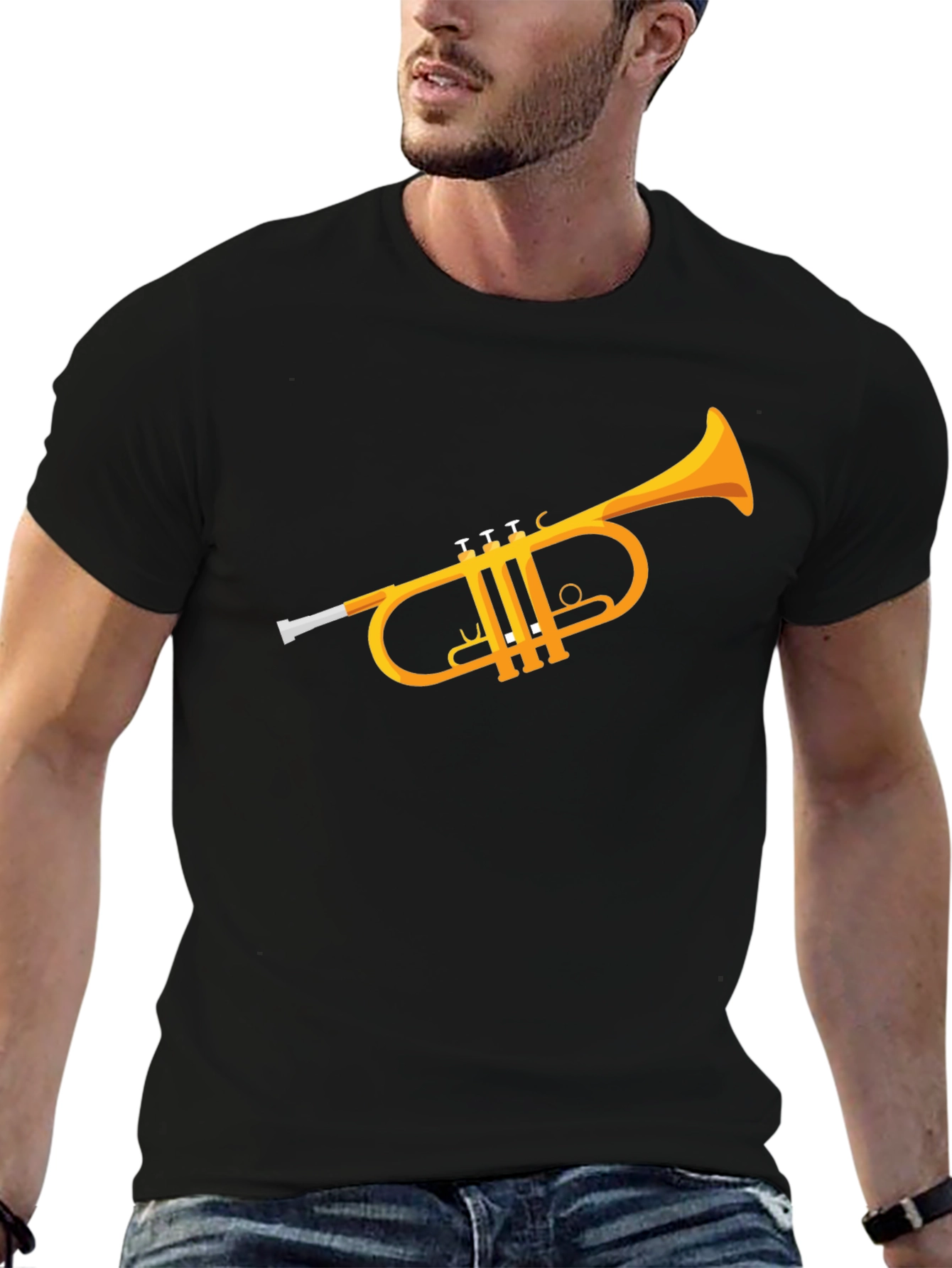 Trumpet Graphic T-Shirt - Black Casual Tee