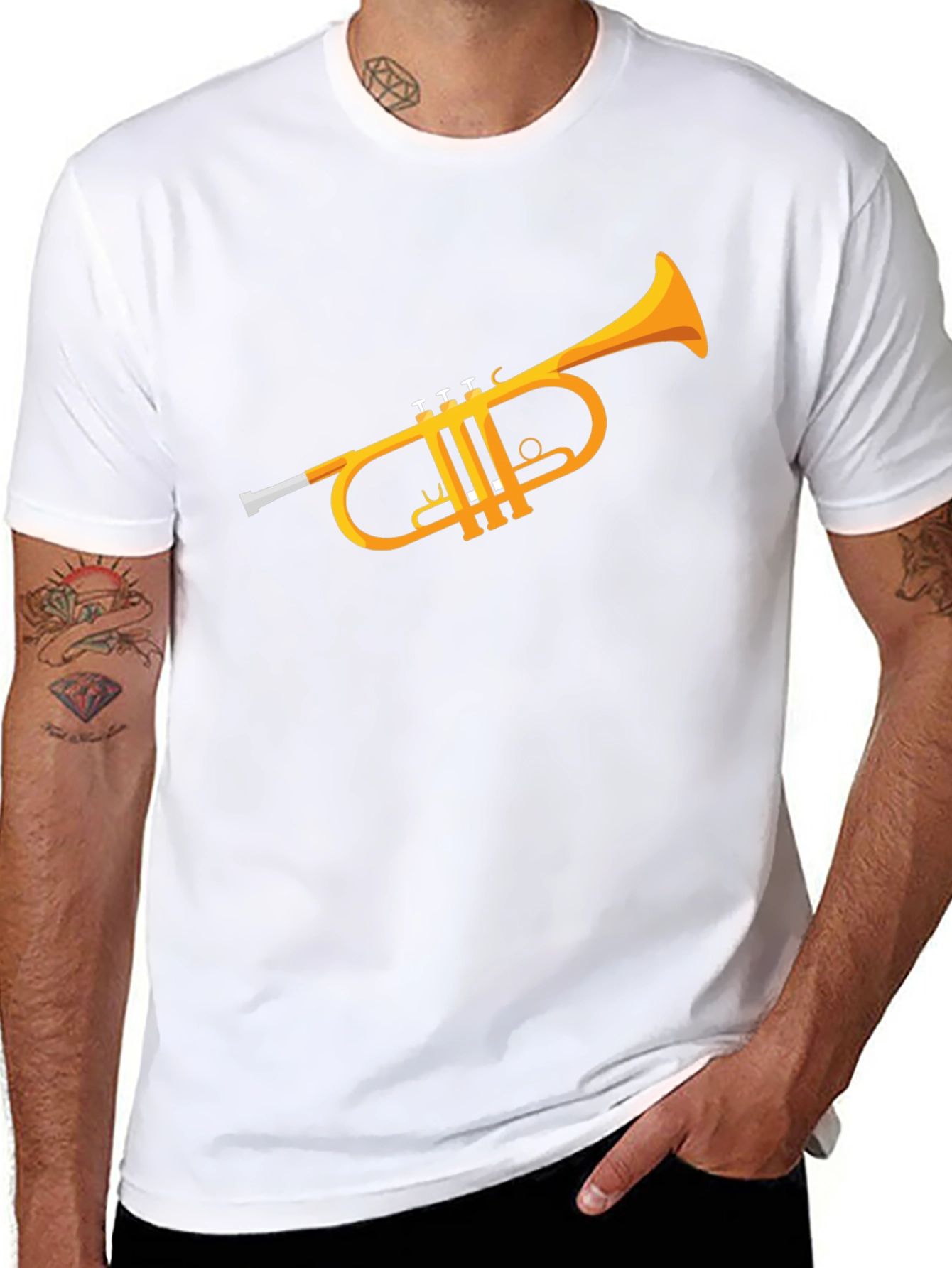 Trumpet Graphic T-Shirt - Black Casual Tee