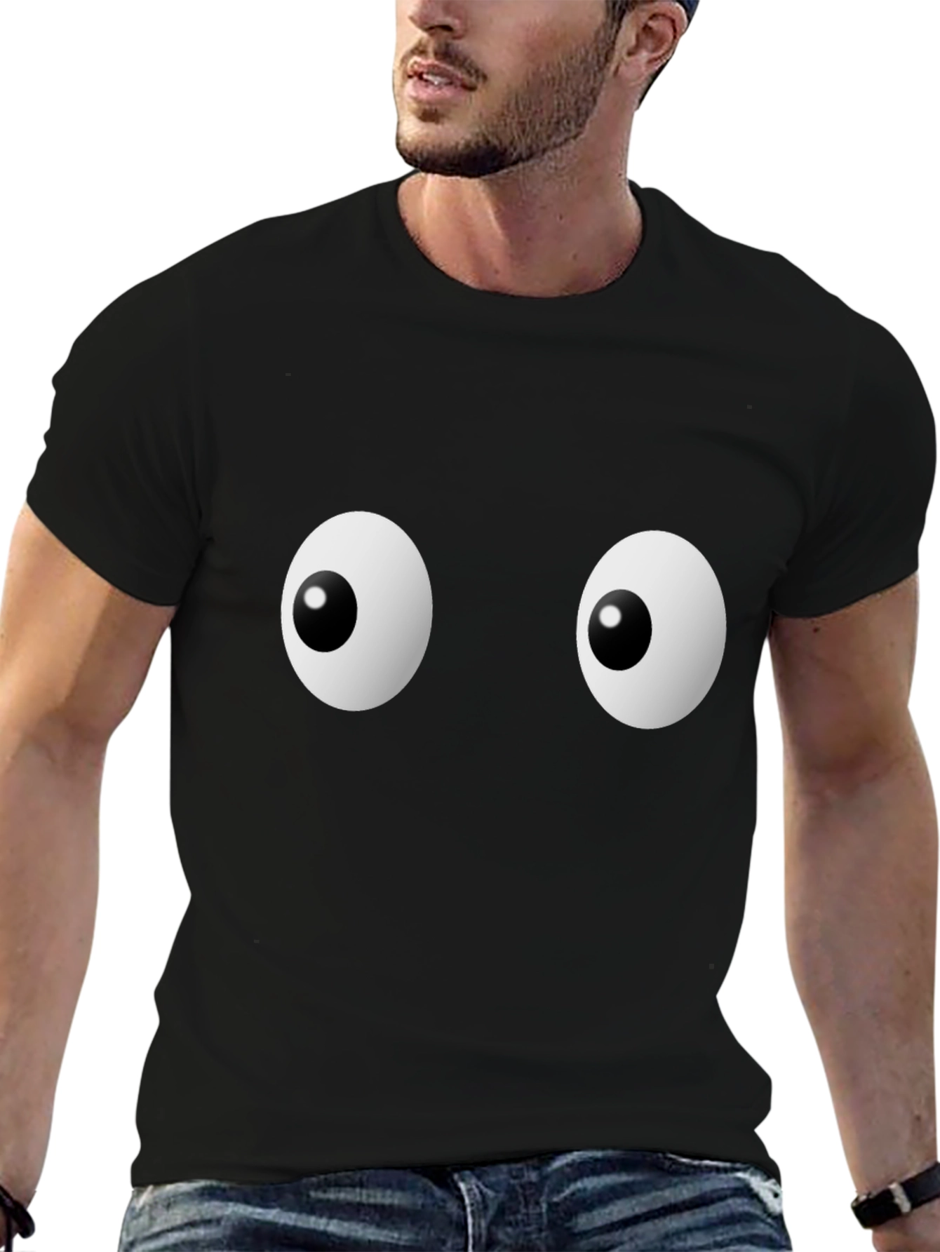 Funny Googly Eyes Graphic Black T-Shirt
