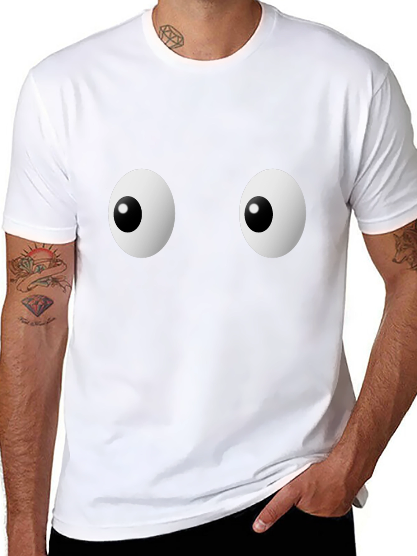 Funny Googly Eyes Graphic Black T-Shirt