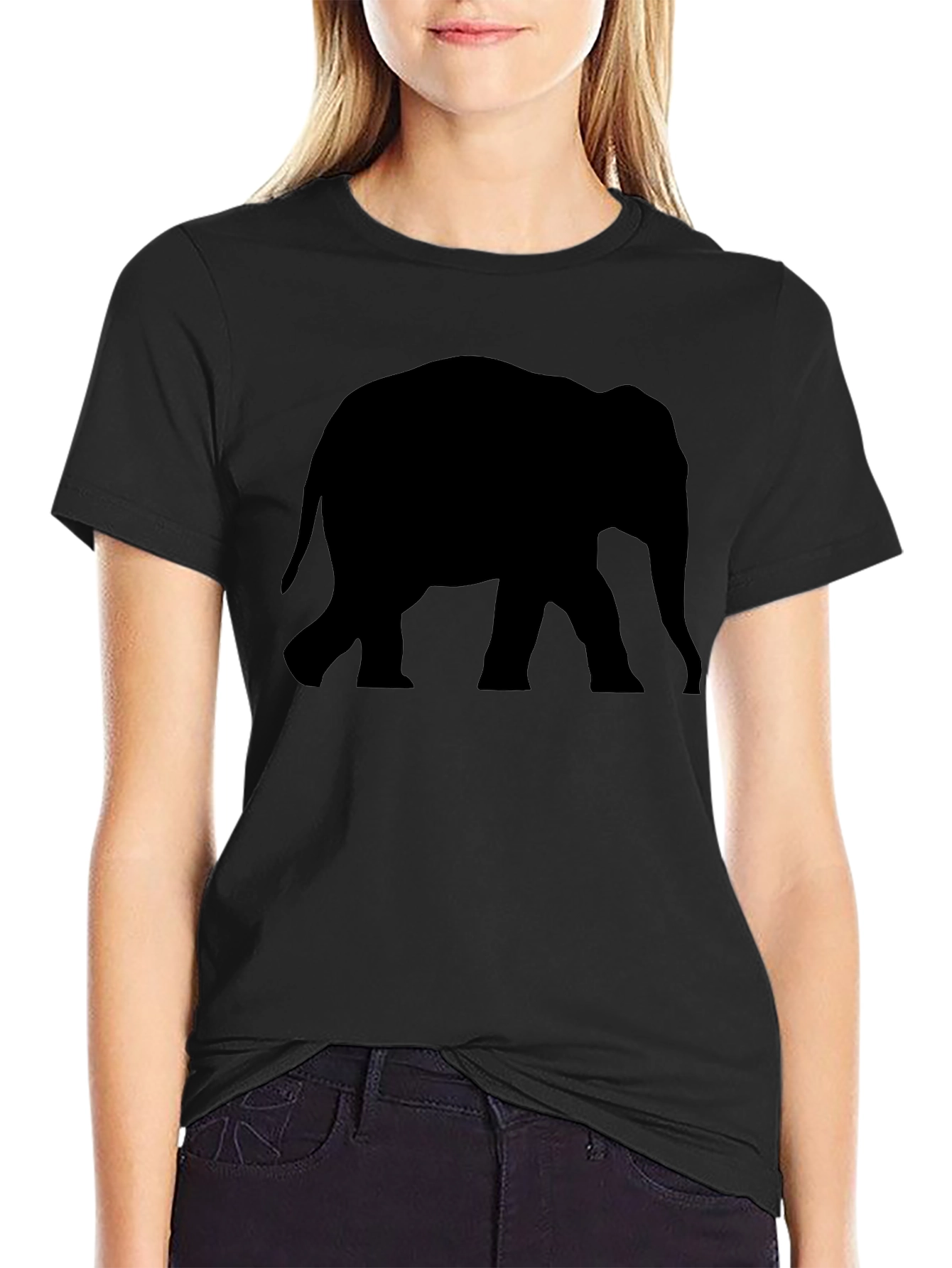 Elephant Silhouette Black T-Shirt