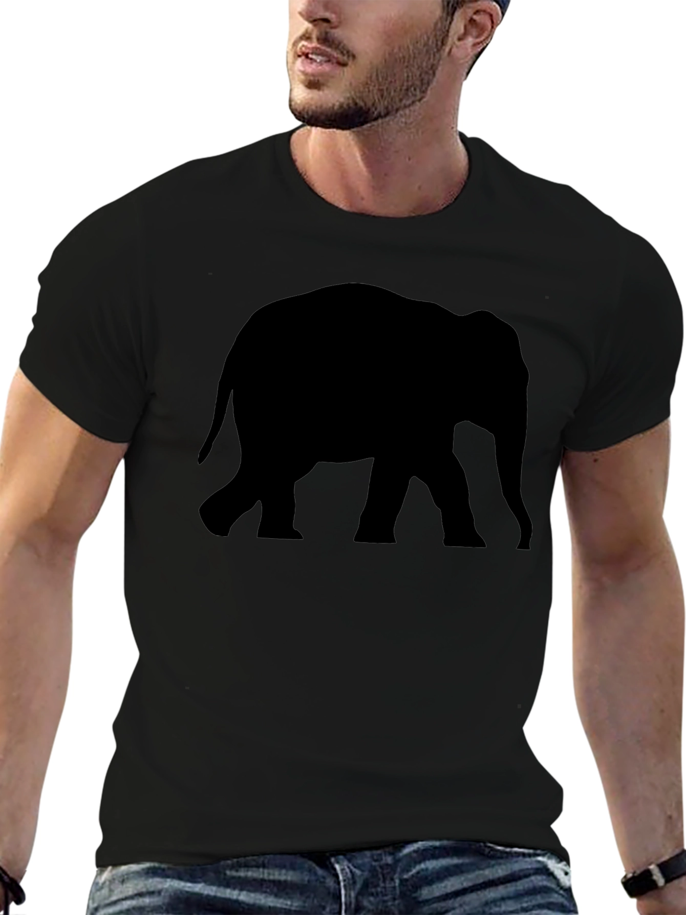 Elephant Silhouette Black T-Shirt