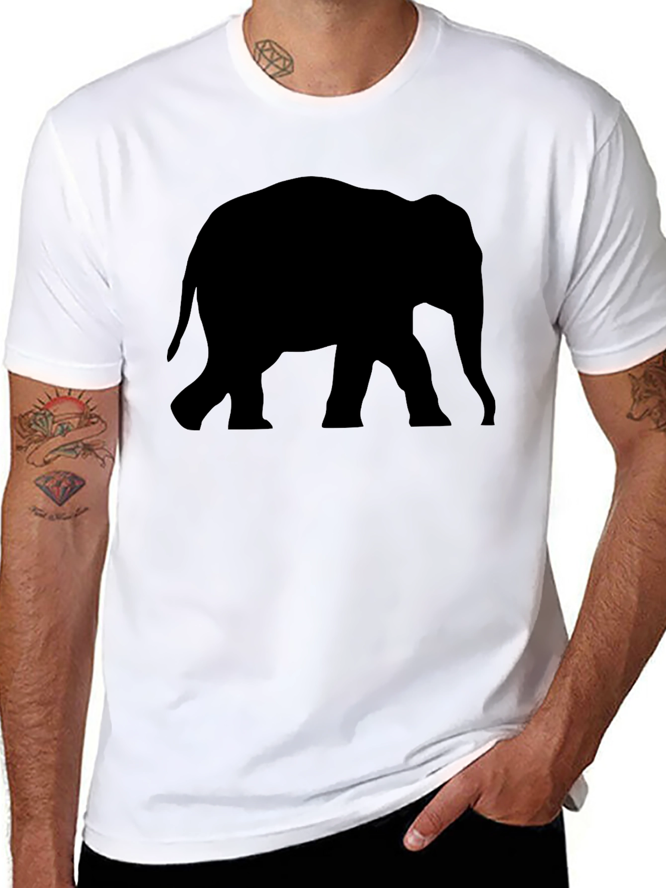 Elephant Silhouette Black T-Shirt