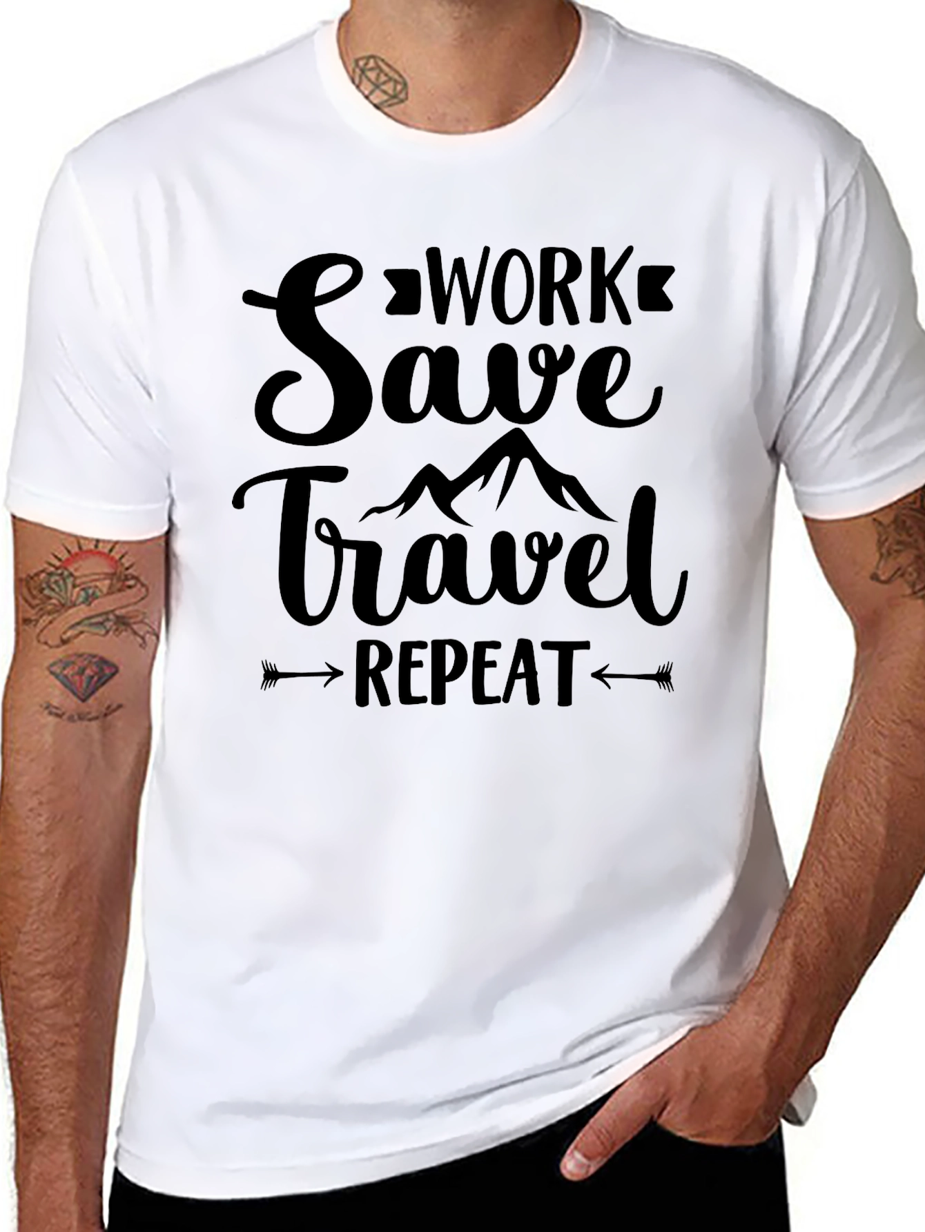 Work Save Travel Repeat Graphic T-Shirt