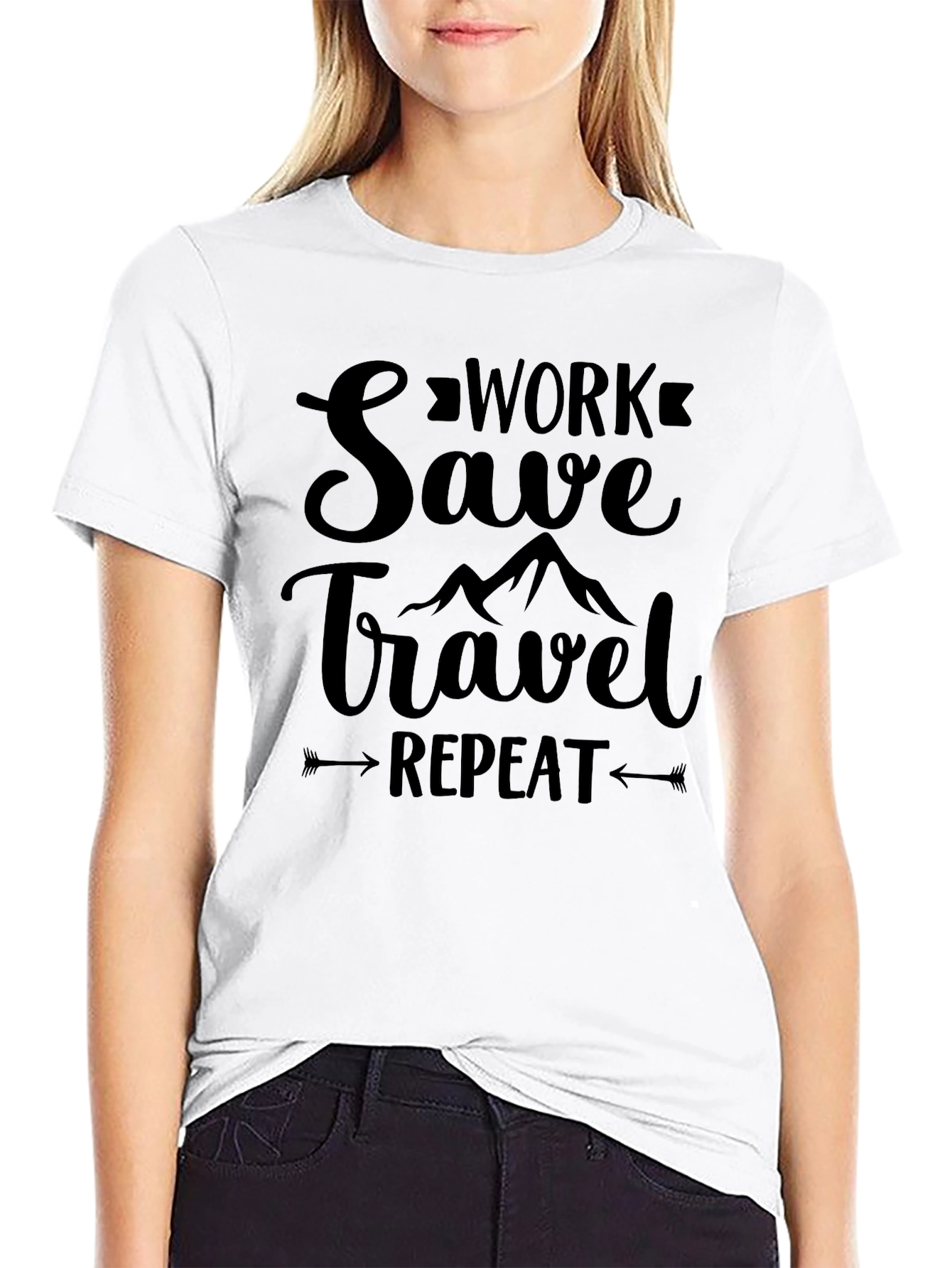 Work Save Travel Repeat Graphic T-Shirt