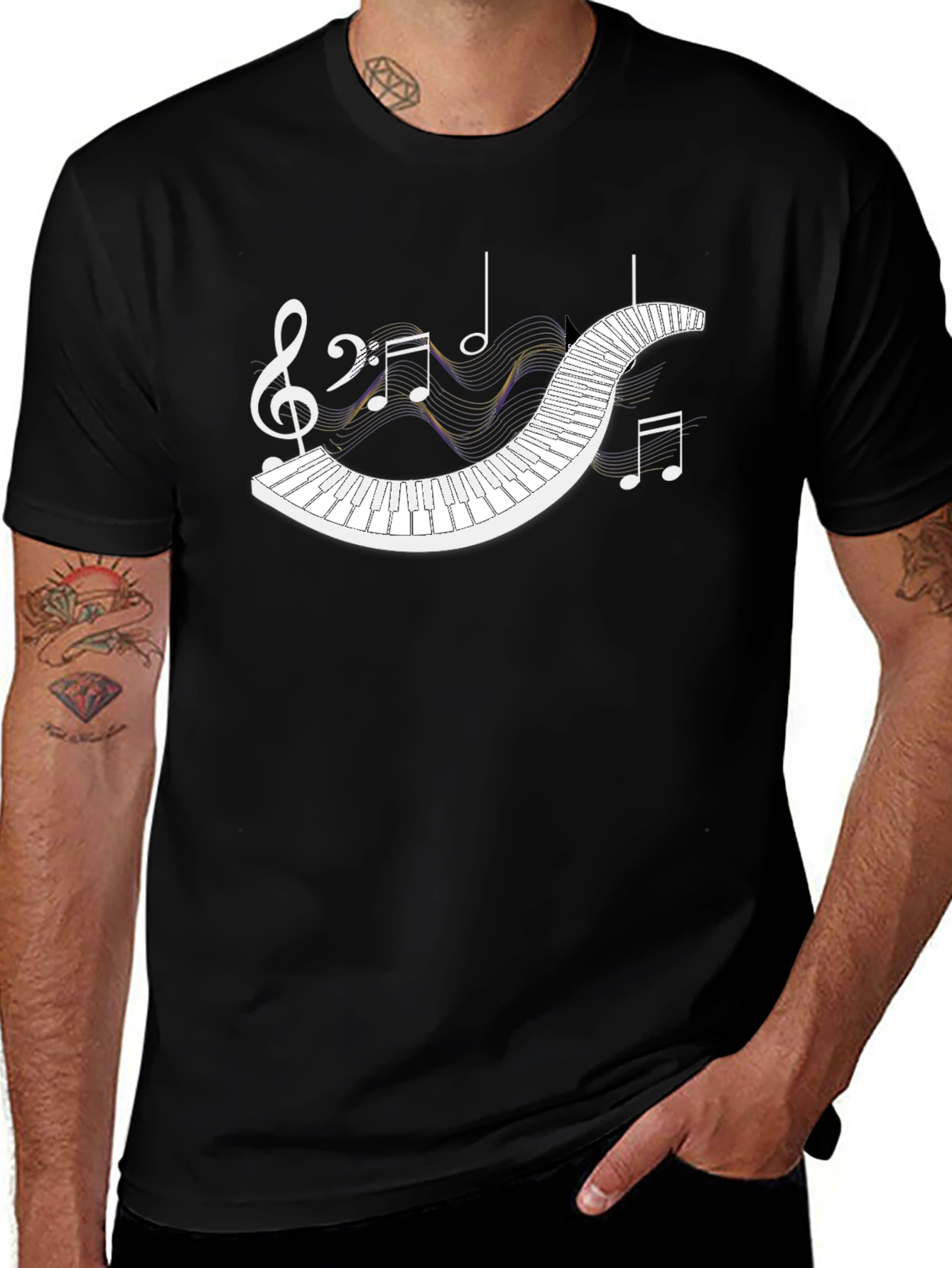 Musical Piano T-Shirt - Black Graphic Tee