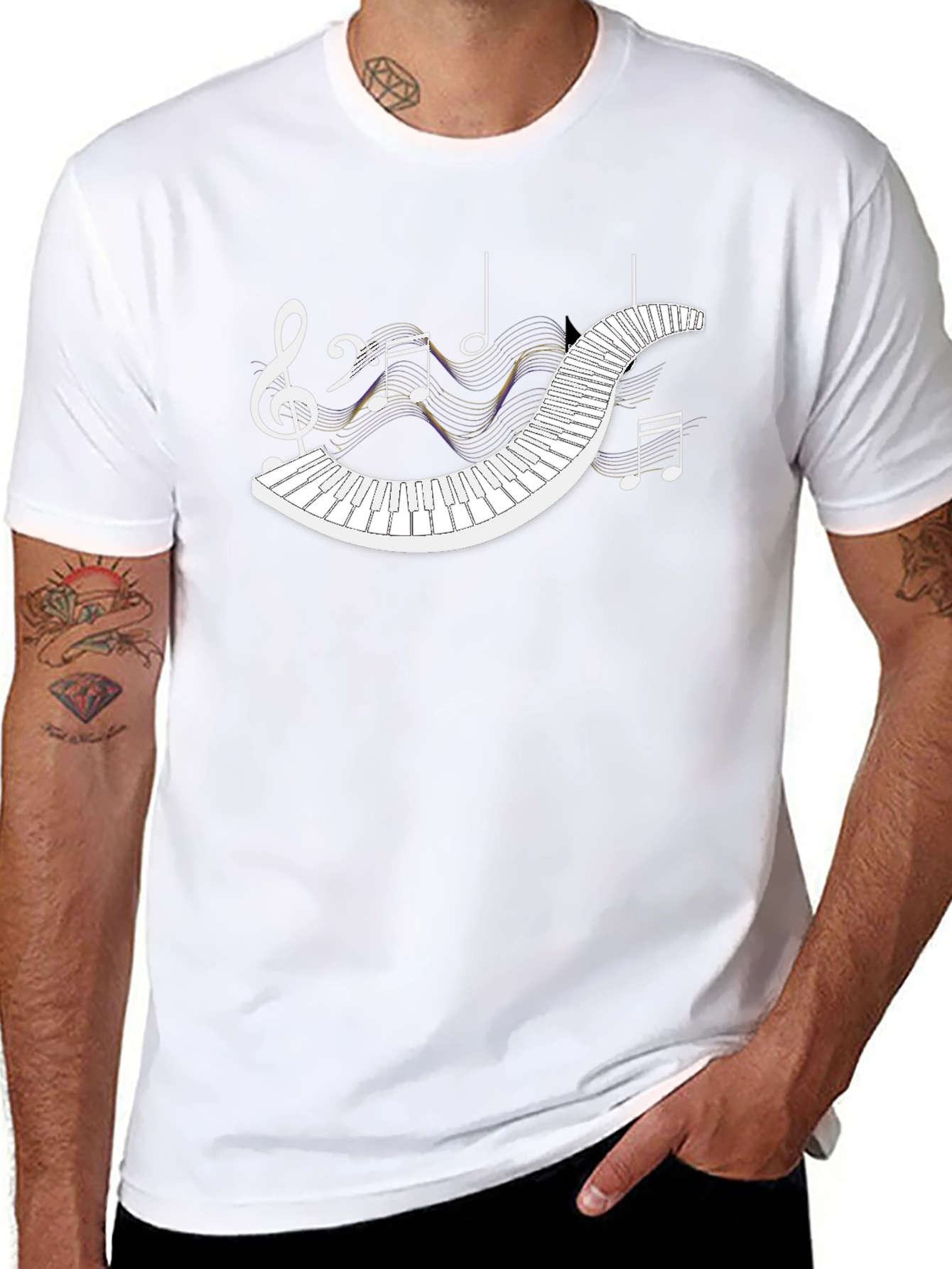 Musical Piano T-Shirt - Black Graphic Tee