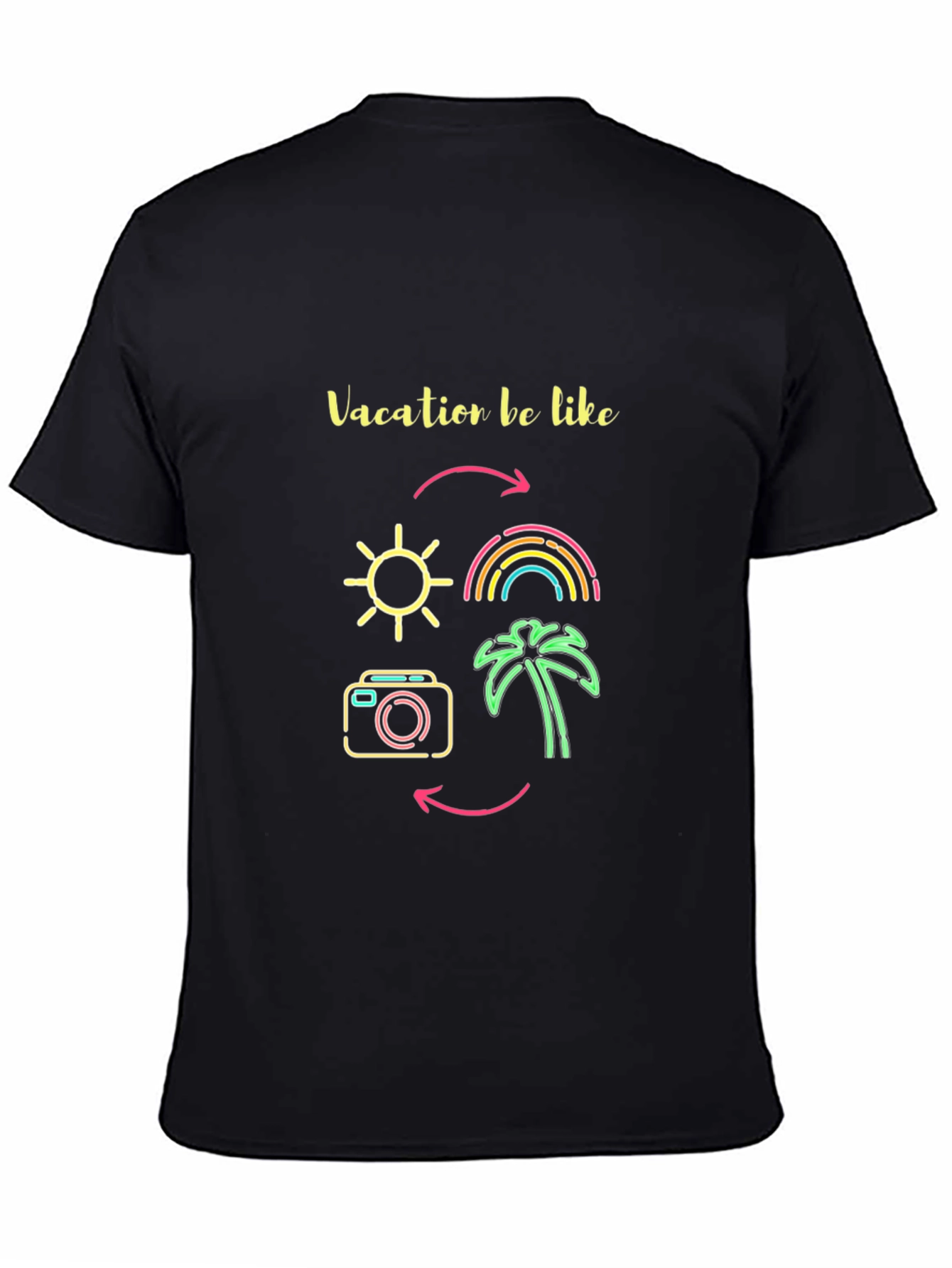 Vacation Mode Graphic Tee - Sun Rainbow Palm Tree