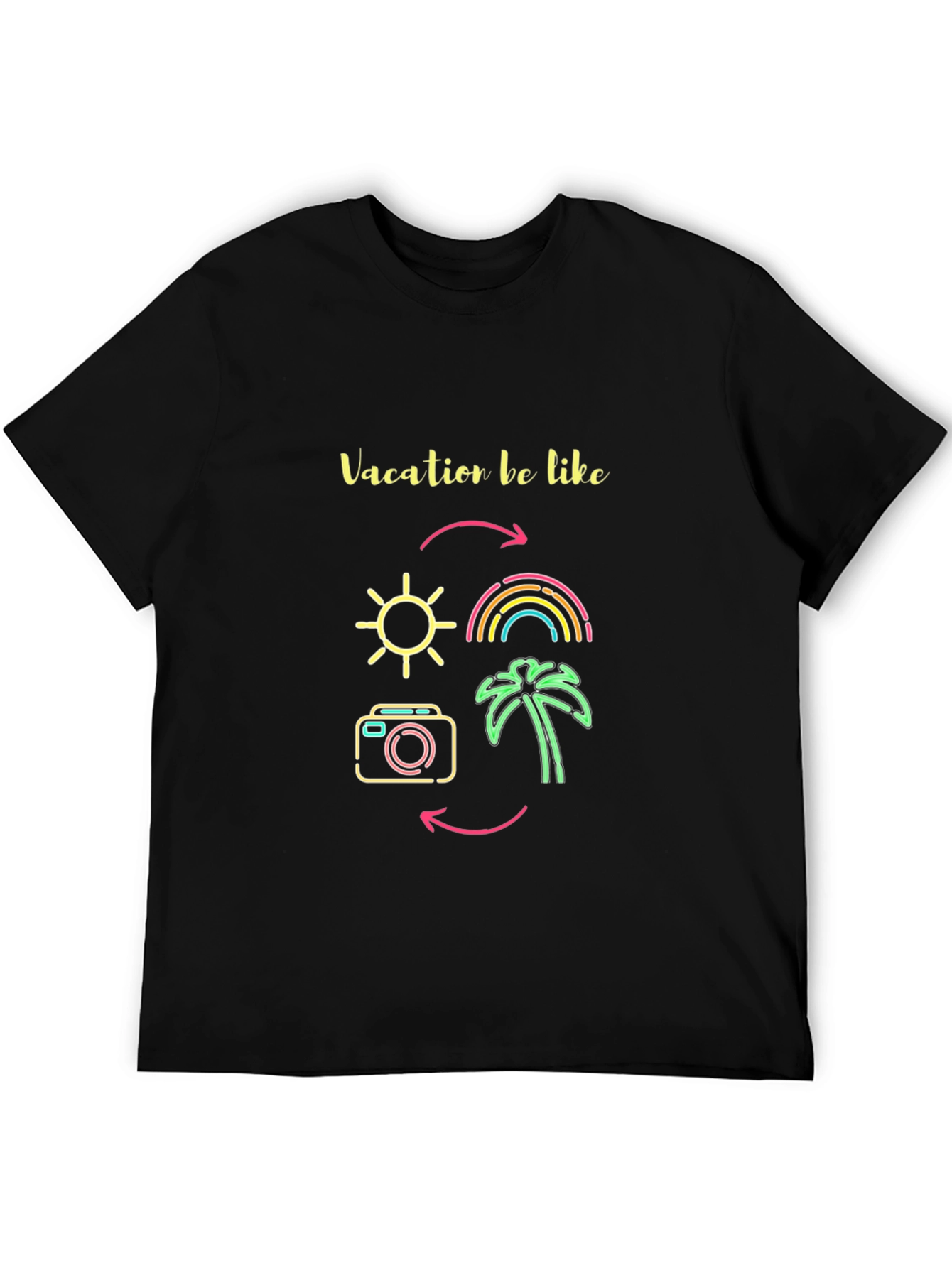 Vacation Mode Graphic Tee - Sun Rainbow Palm Tree