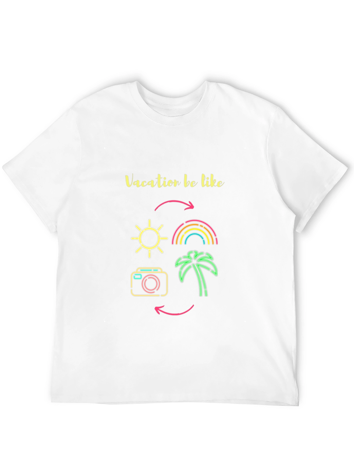 Vacation Mode Graphic Tee - Sun Rainbow Palm Tree