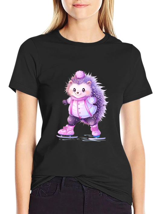 Cute Hedgehog Ice Skating T-Shirt