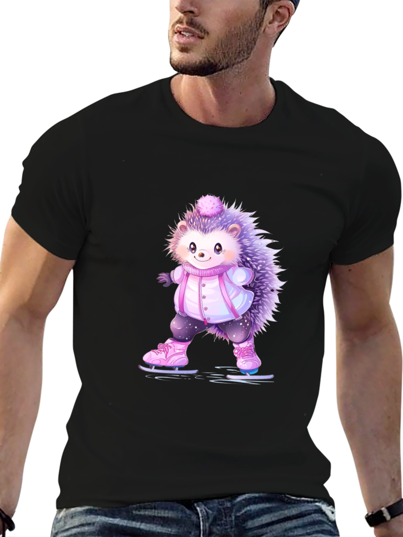 Cute Hedgehog Ice Skating T-Shirt