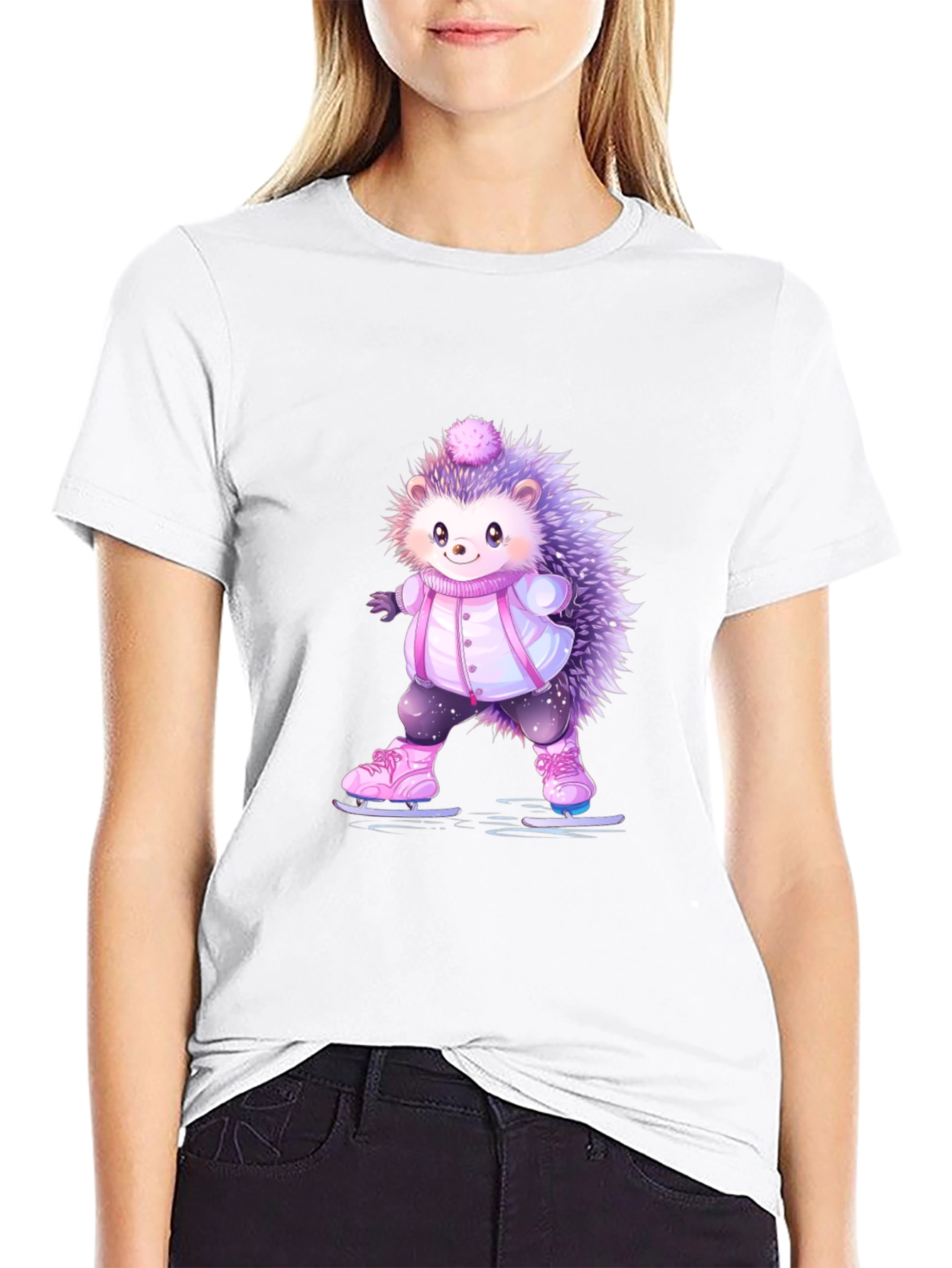Cute Hedgehog Ice Skating T-Shirt