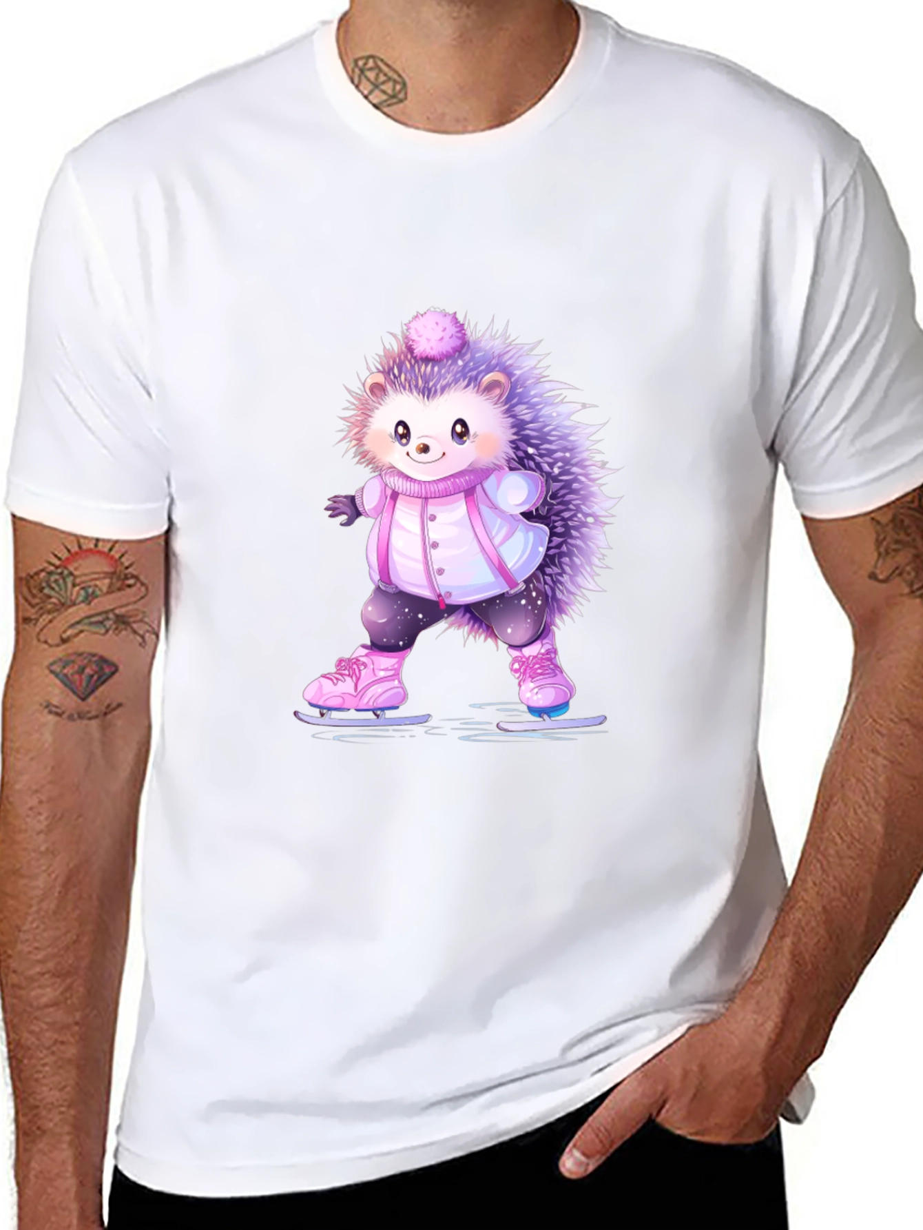 Cute Hedgehog Ice Skating T-Shirt