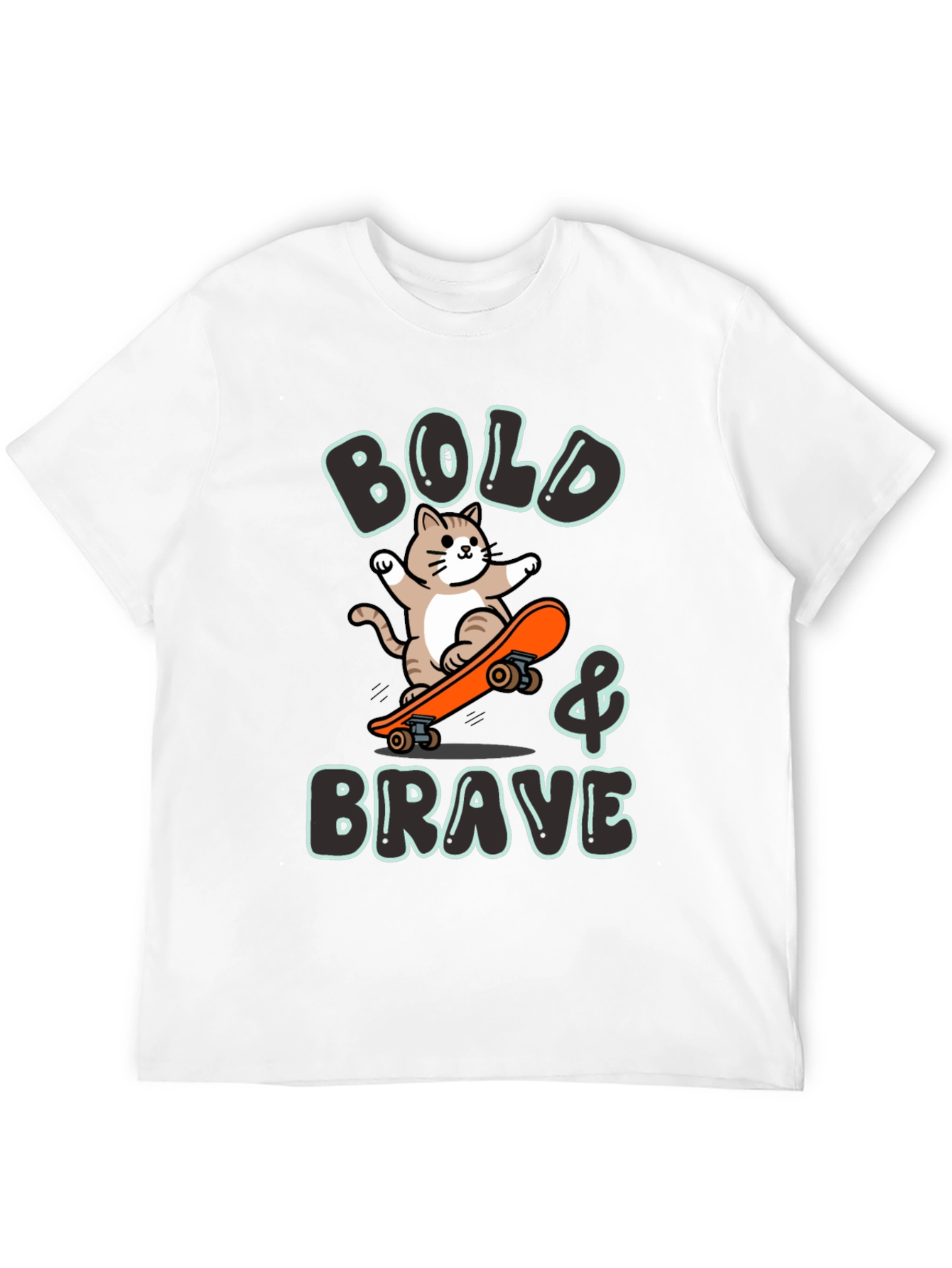 Bold & Brave Cat Skateboard Graphic Tee