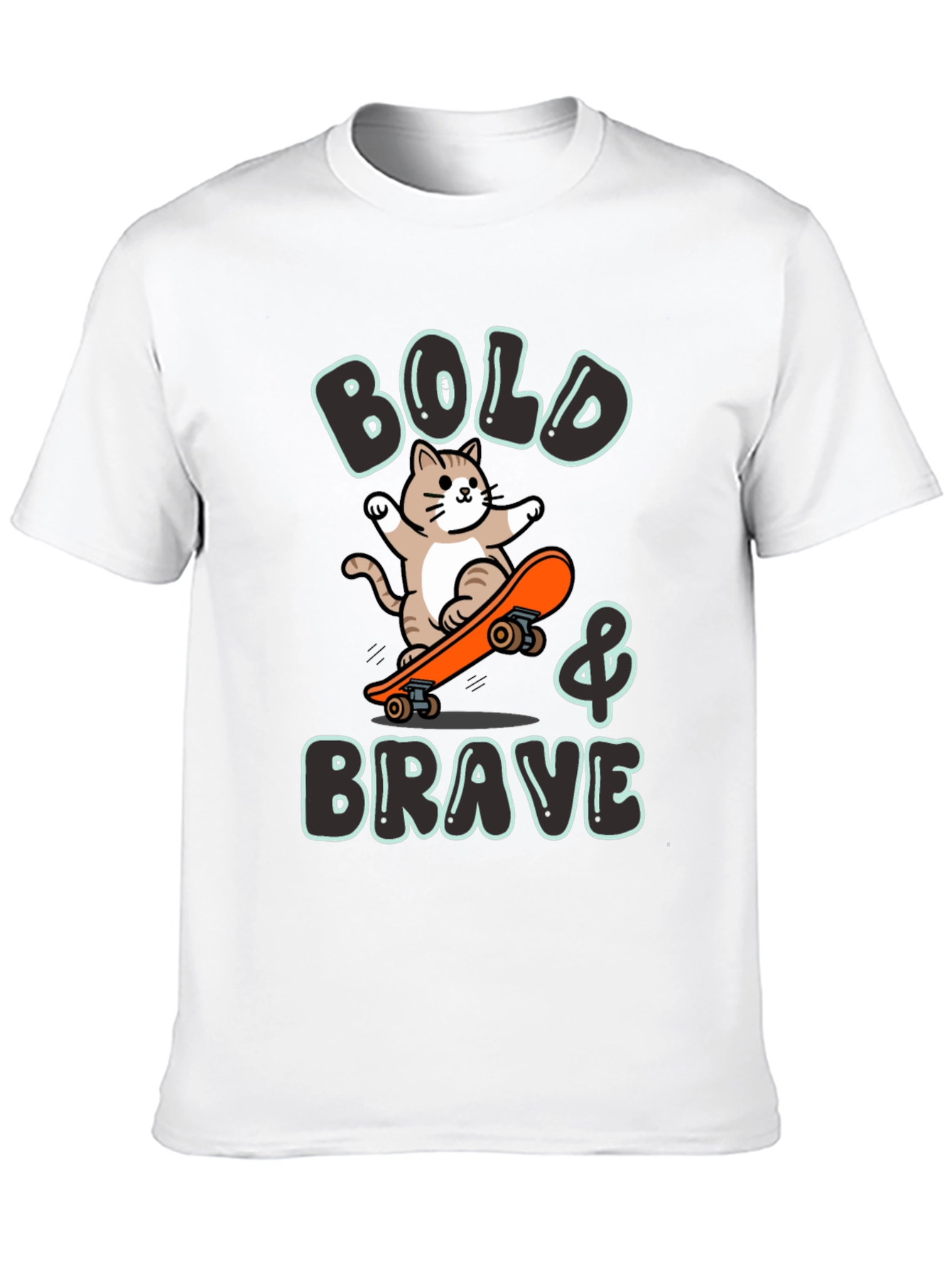 Bold & Brave Cat Skateboard Graphic Tee