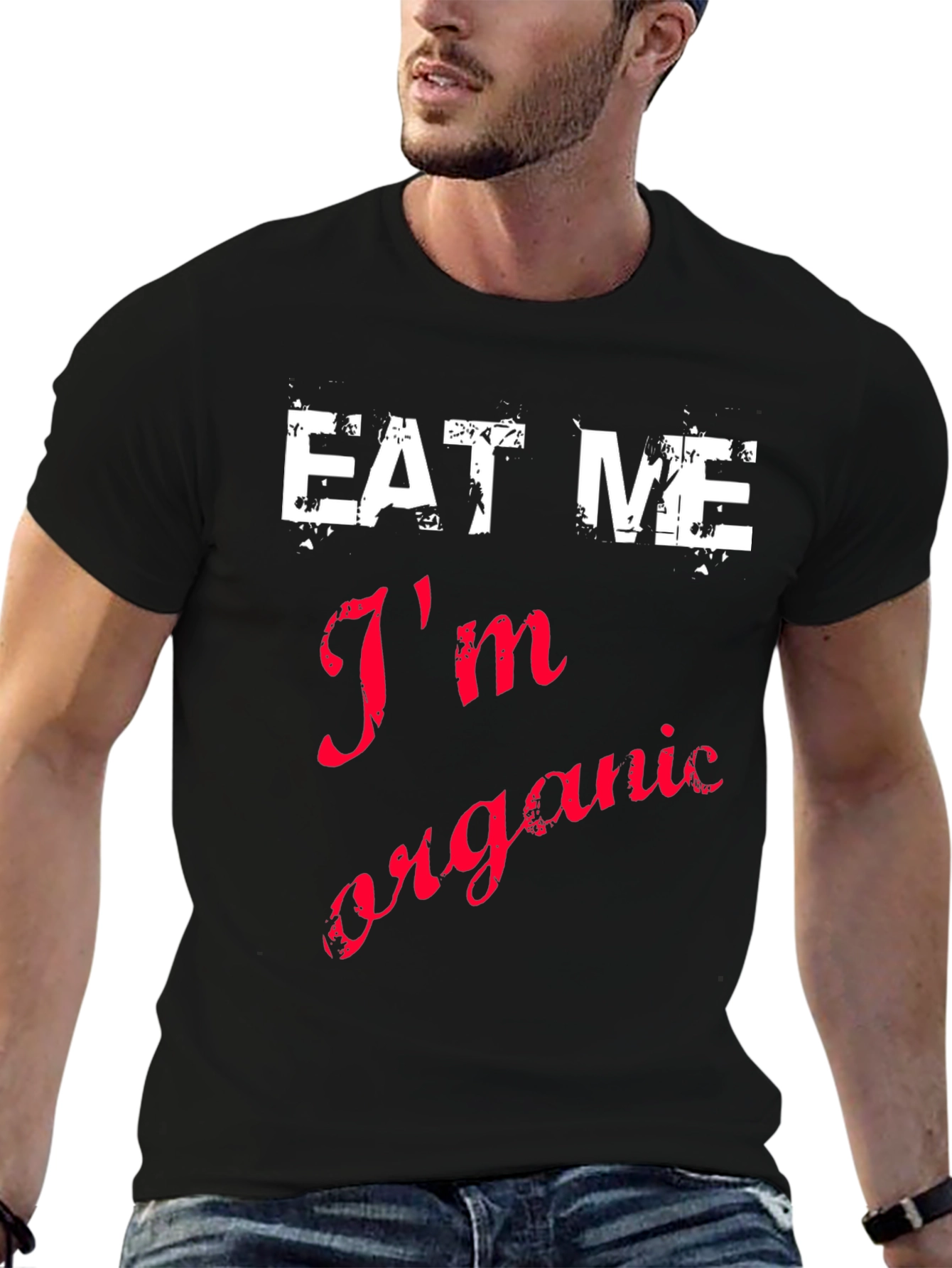 Eat Me Im Organic Black Cotton T-Shirt