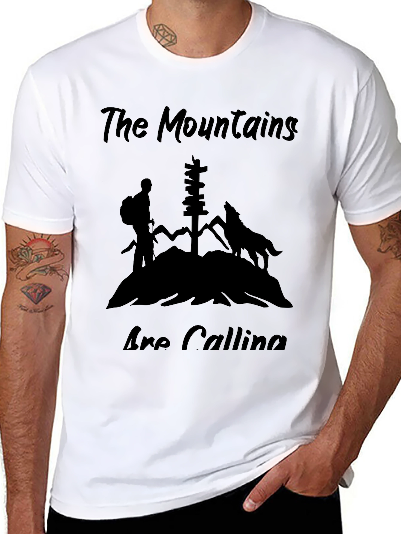 Mountains are Calling Black T-Shirt