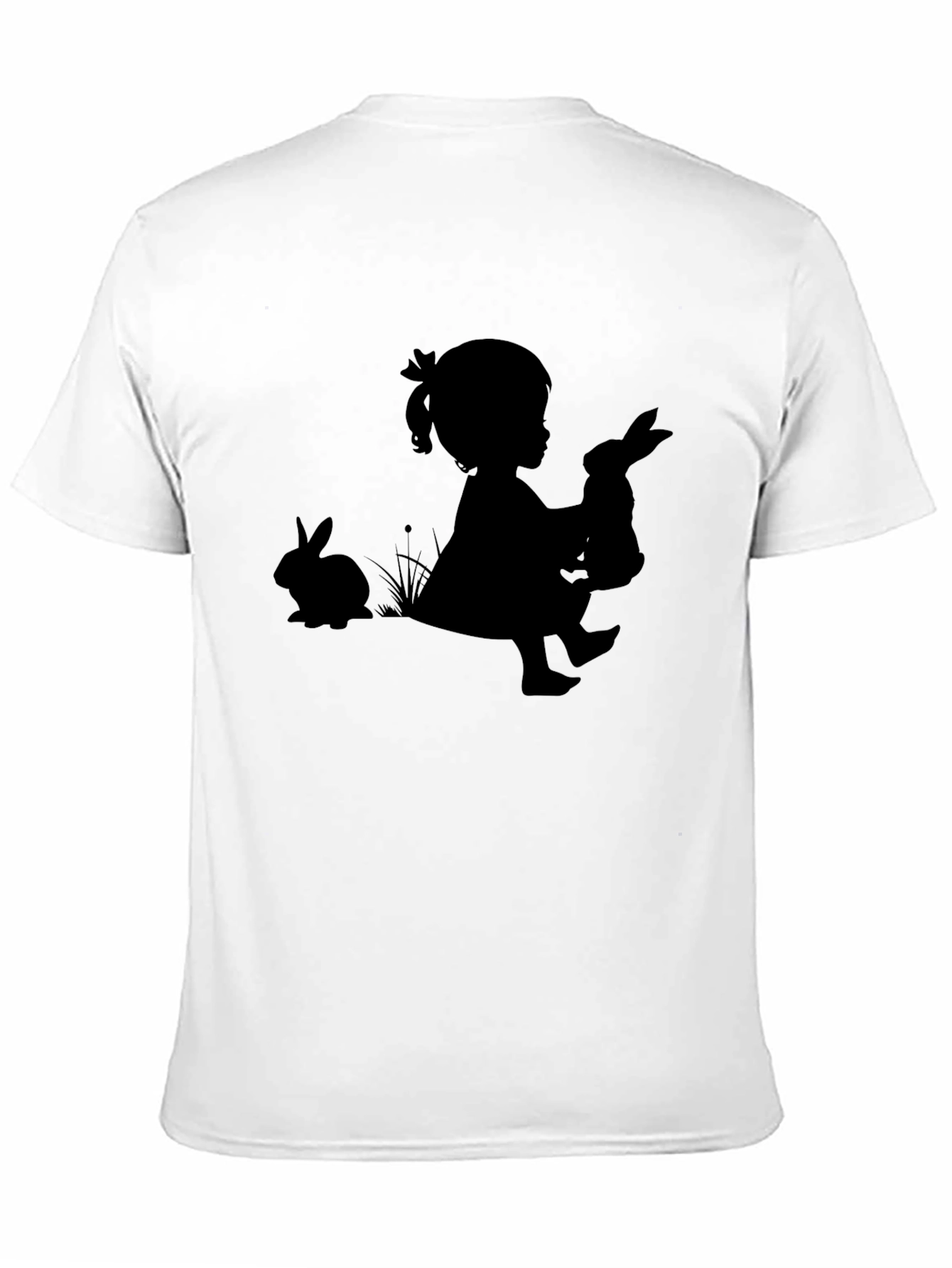 Girl with Bunnies Black T-Shirt