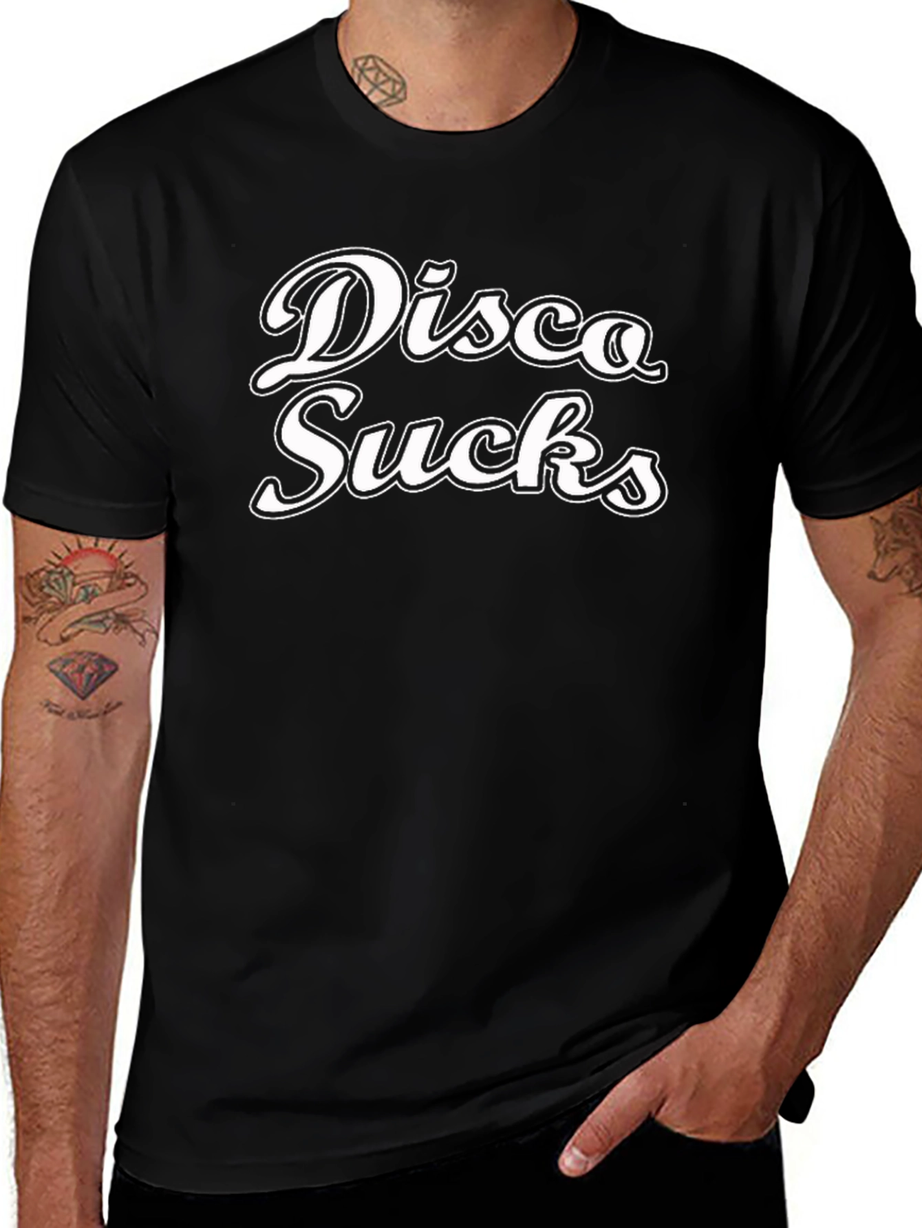 Disco Sucks Black Graphic Tee Shirt