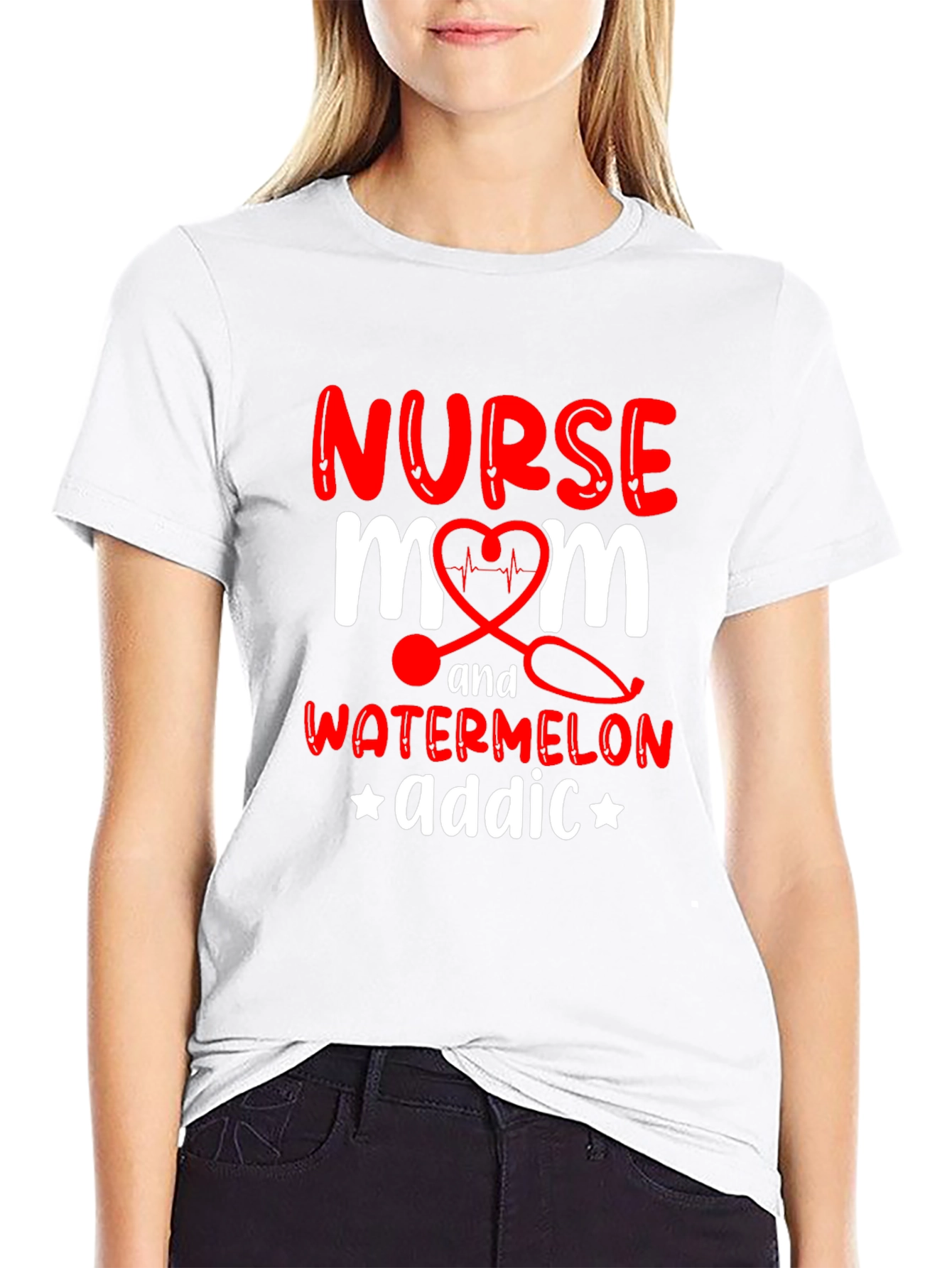 Nurse Mom Watermelon Addict Graphic Tee