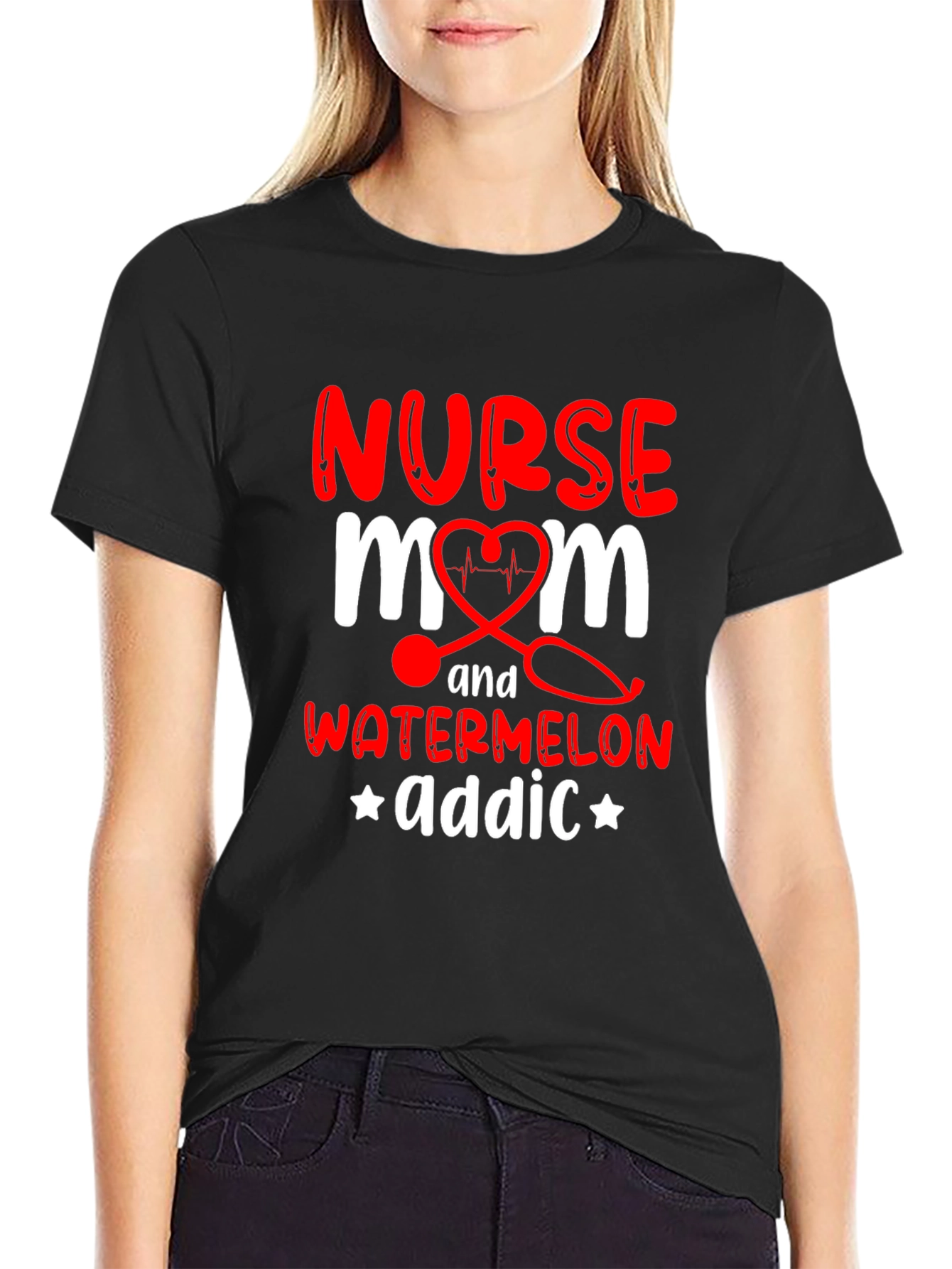 Nurse Mom Watermelon Addict Graphic Tee