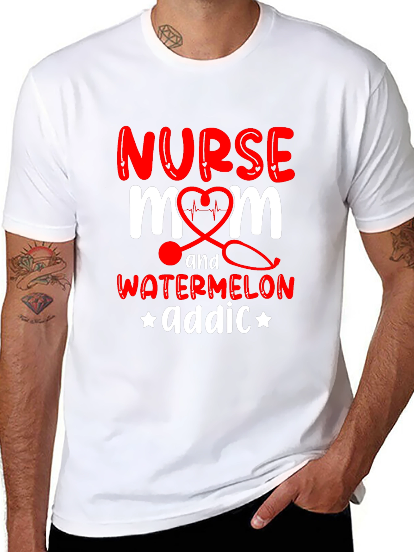 Nurse Mom Watermelon Addict Graphic Tee
