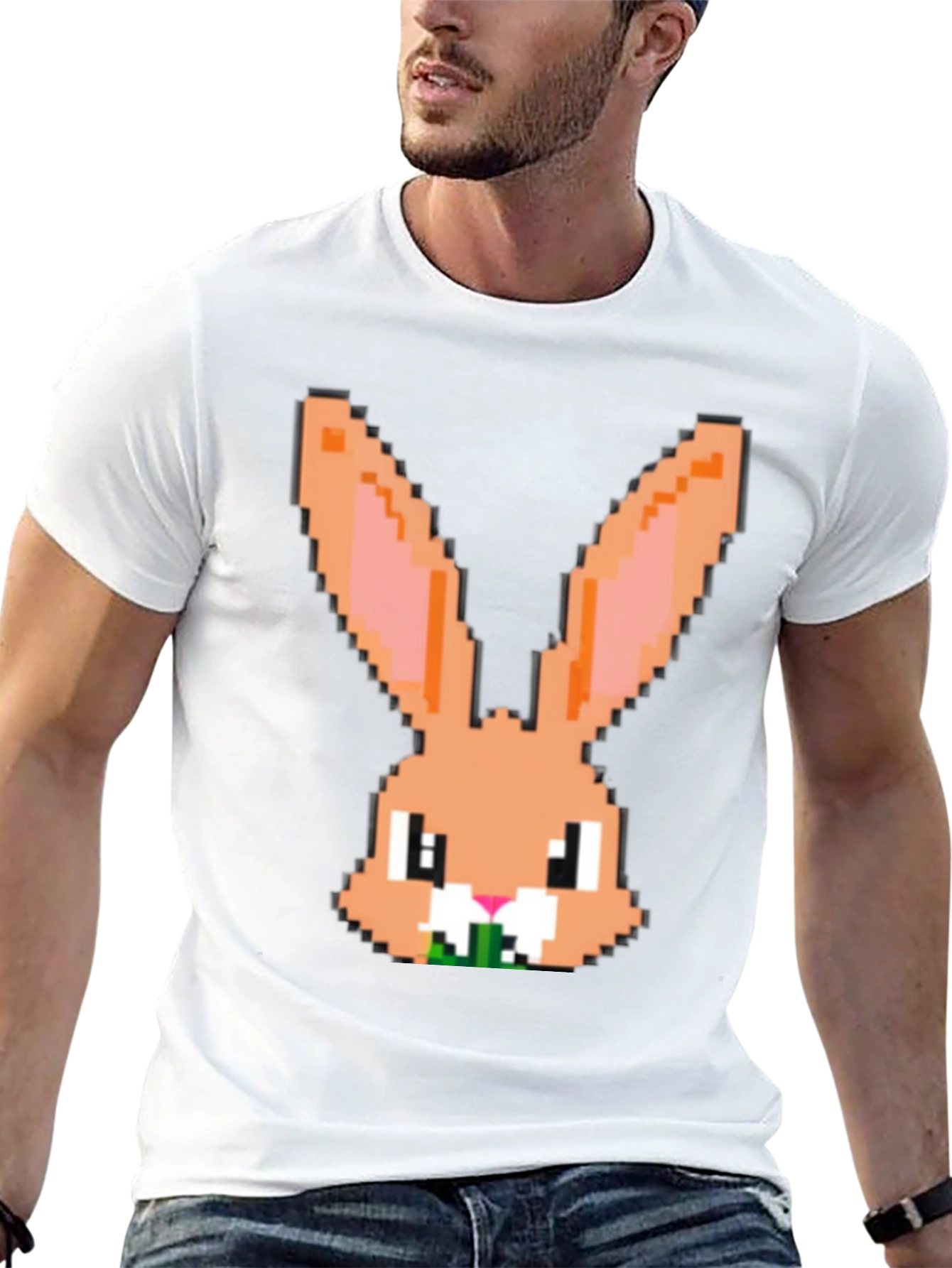 Pixel Rabbit Graphic Tee - Cute Easter Bunny Shirt